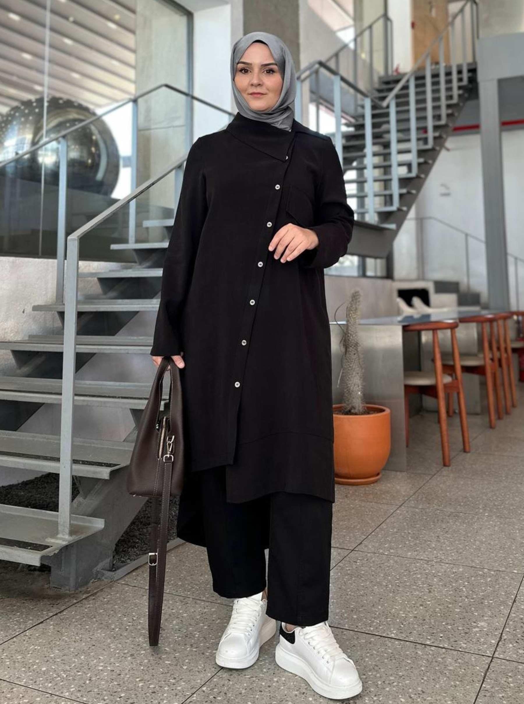 ASİMETRİK GÖMLEK SİYAH