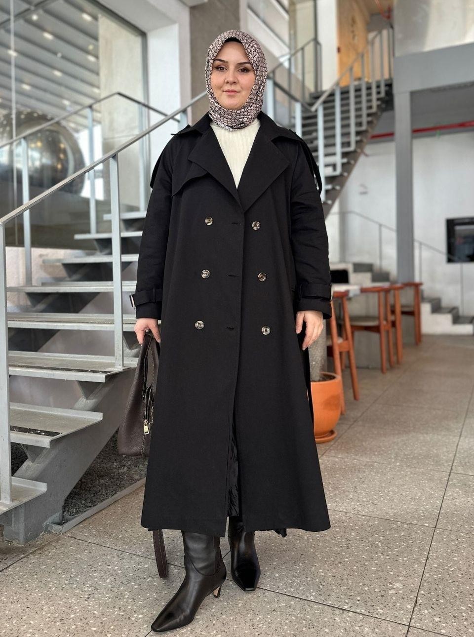 TOKALI TRENÇKOT SİYAH