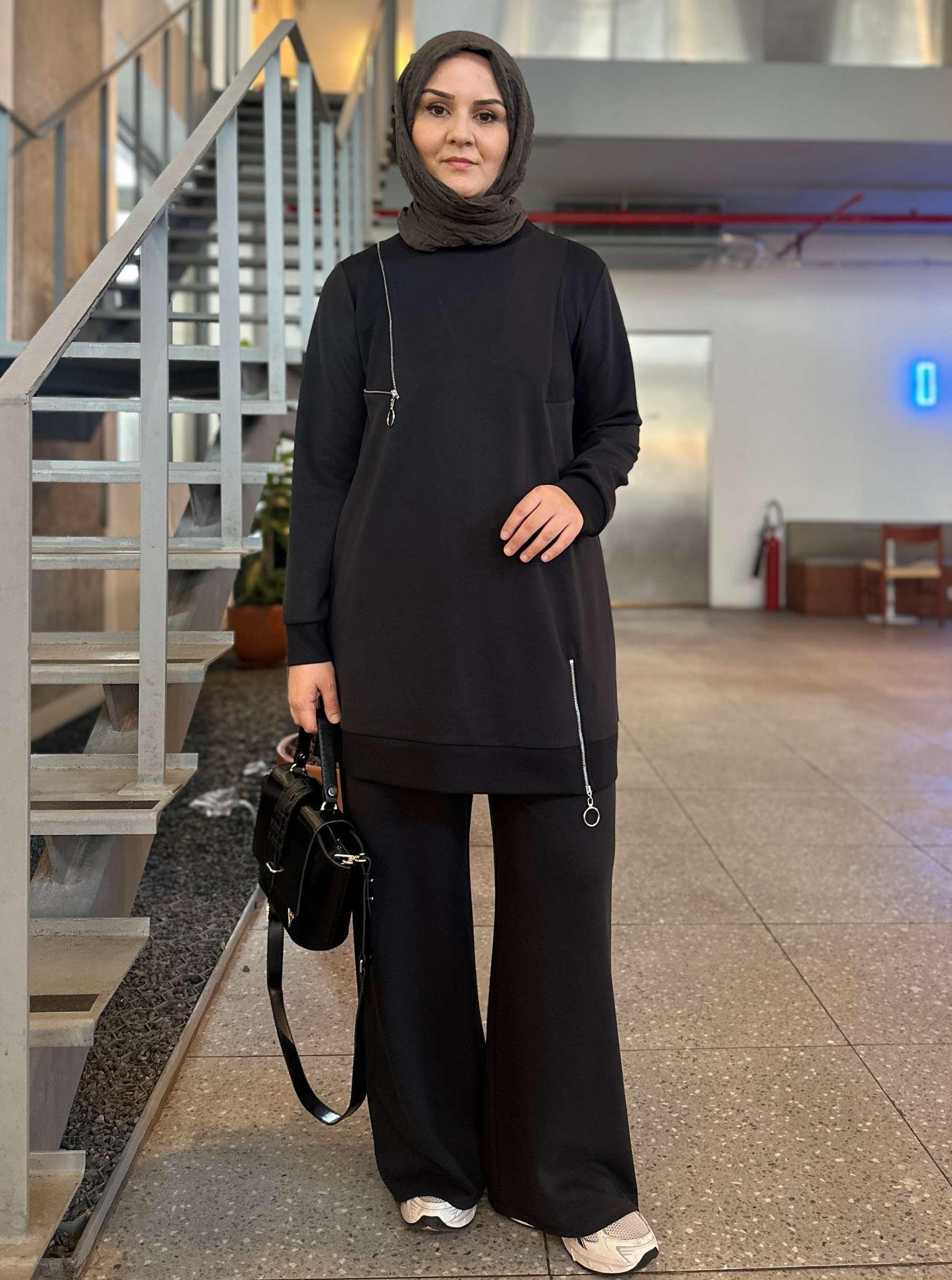 OYSHO RİBANASI FERMUAR TAKIM SİYAH