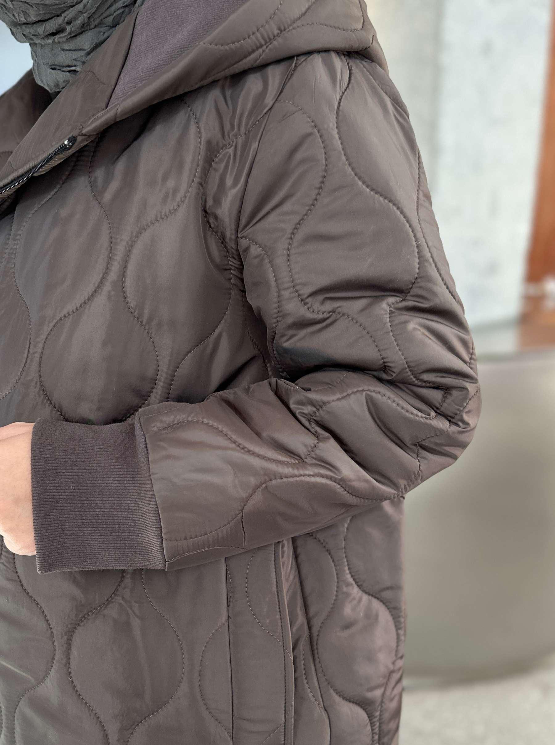 KOL MANŞETLİ ŞİŞME MONT KAHVE 