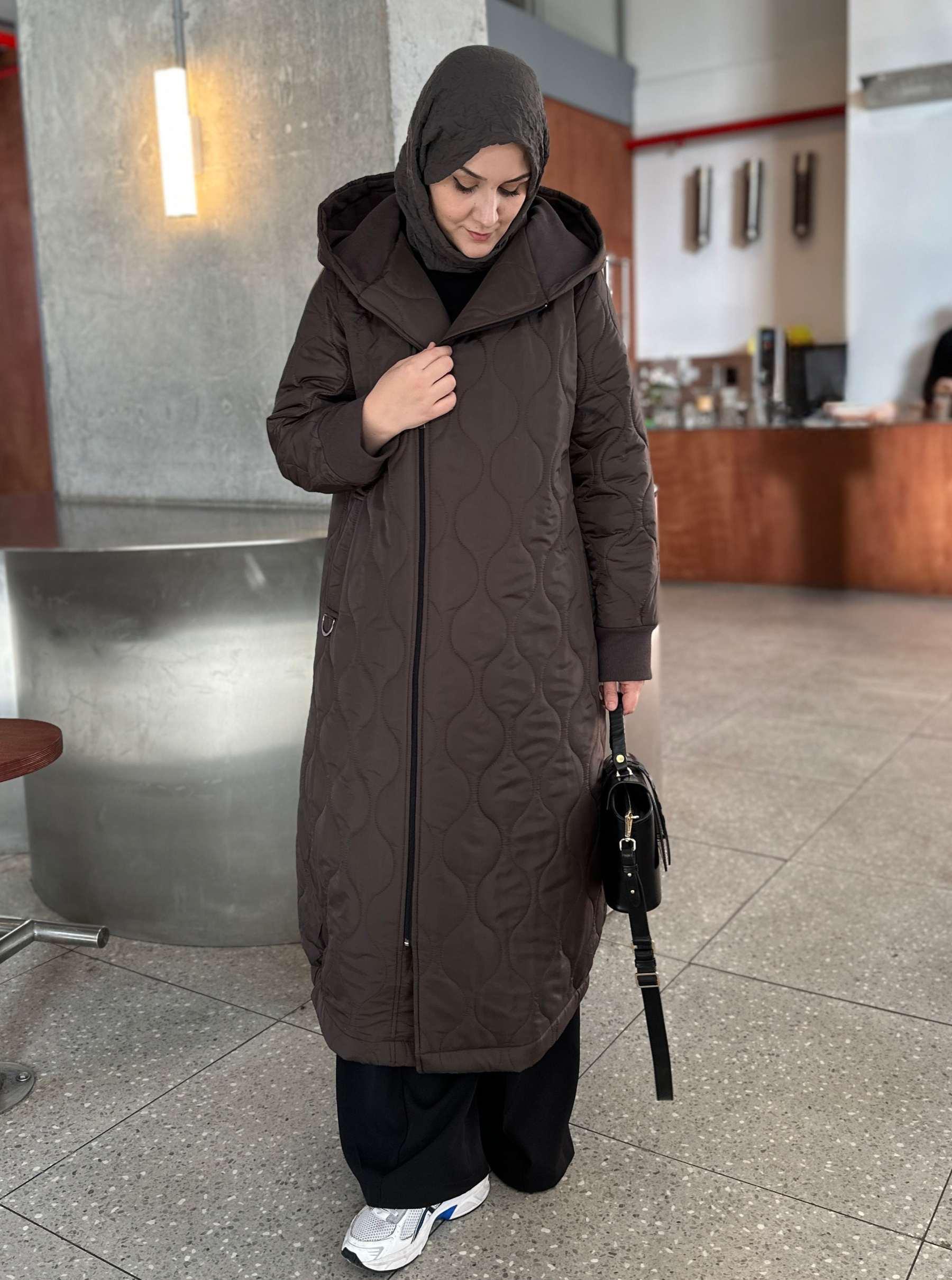 KOL MANŞETLİ ŞİŞME MONT KAHVE 