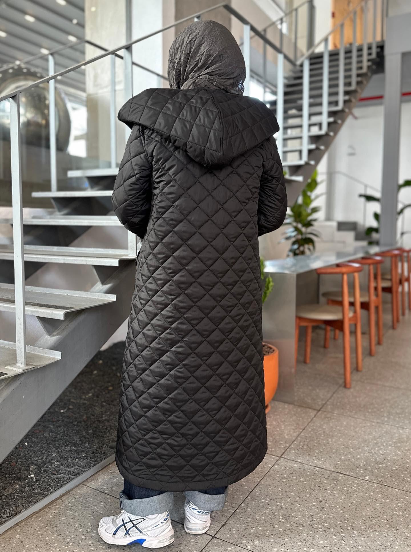 ŞAL YAKA KAPİTONE MONT SİYAH