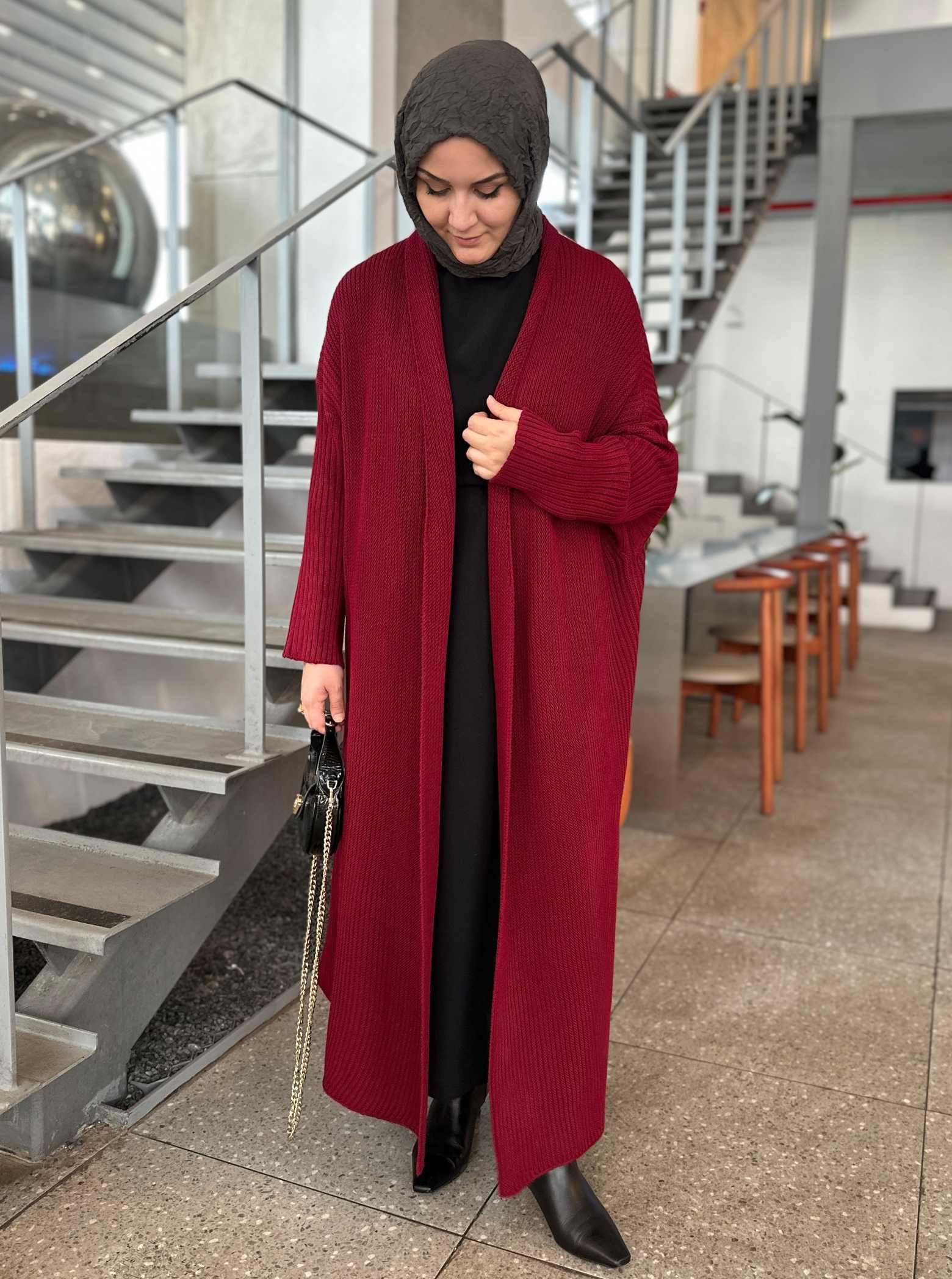 SELANİK ÖRGÜ HIRKA BORDO 