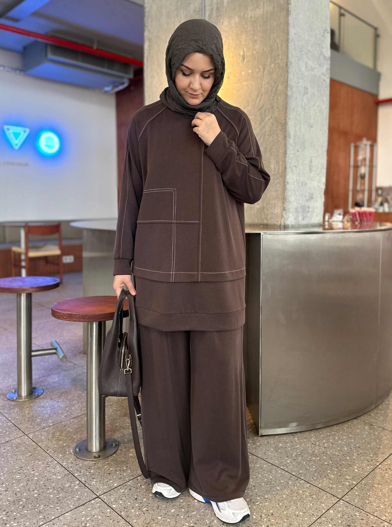 ŞERİT DETAY OYSHO TAKIM KAHVE 