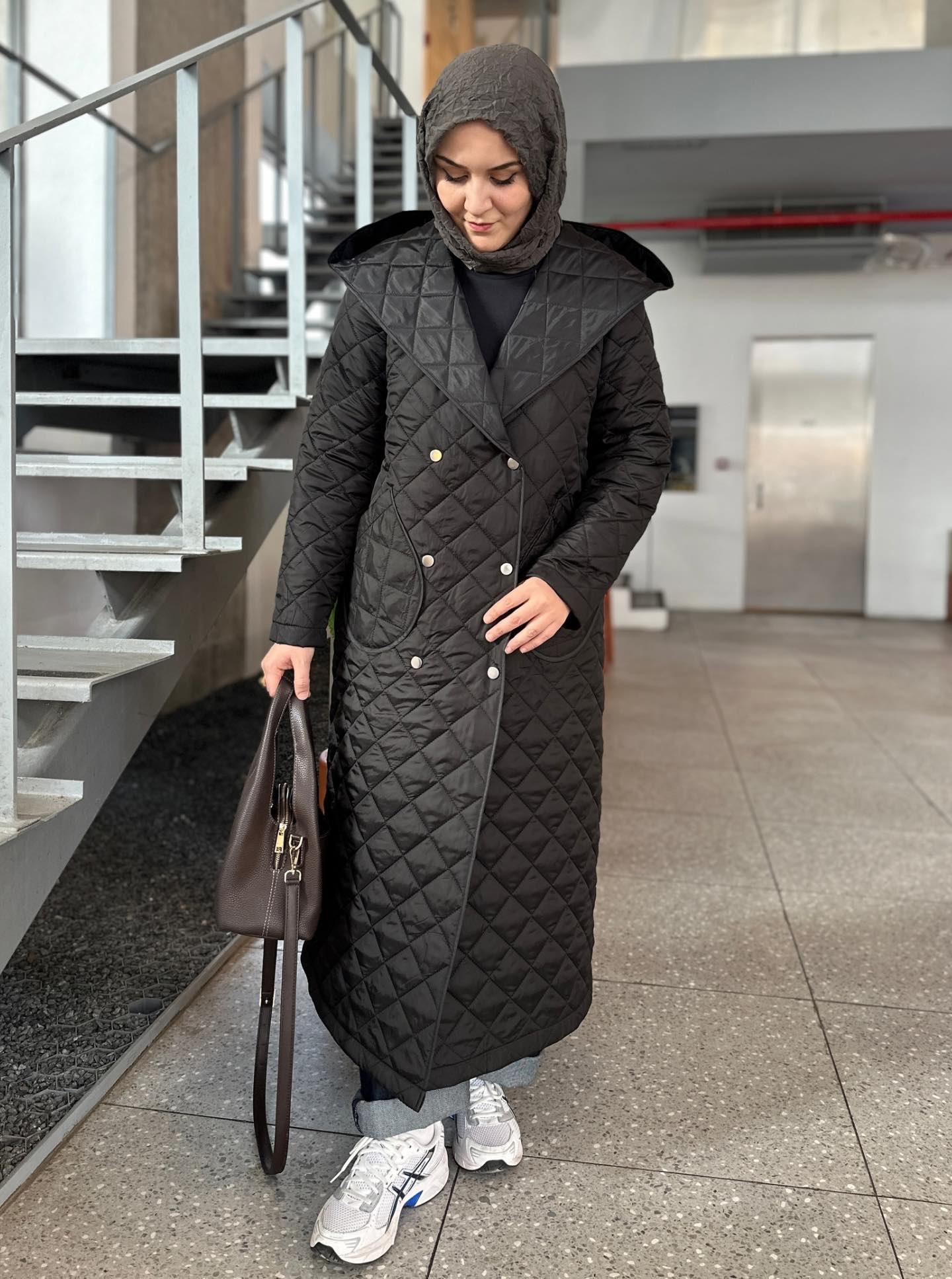 ŞAL YAKA KAPİTONE MONT SİYAH