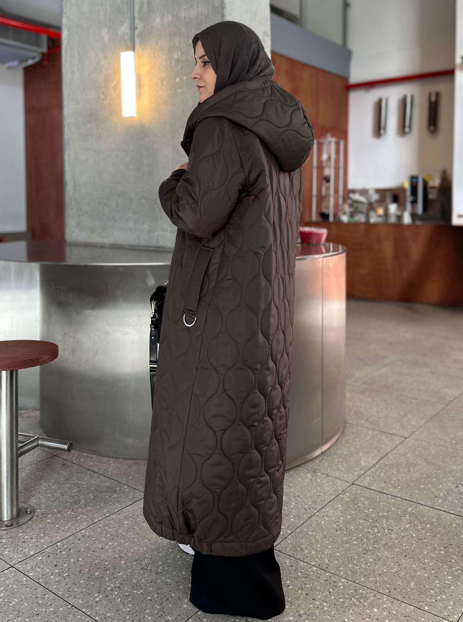 KOL MANŞETLİ ŞİŞME MONT KAHVE 