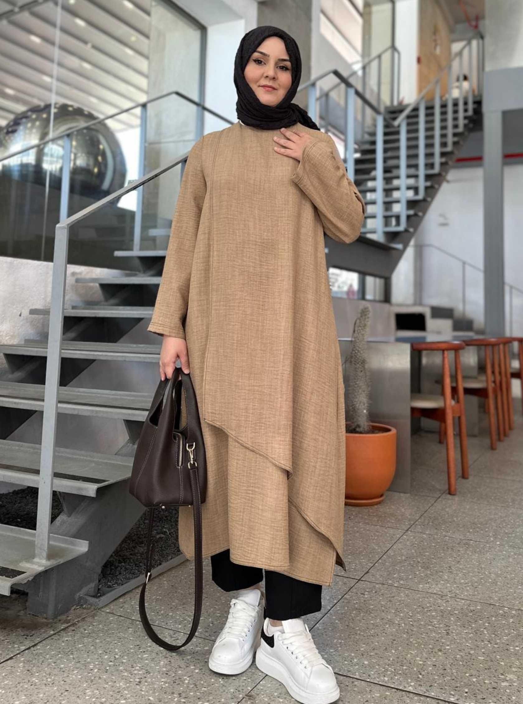ÇAPRAZ FLAM TUNİK KAHVE