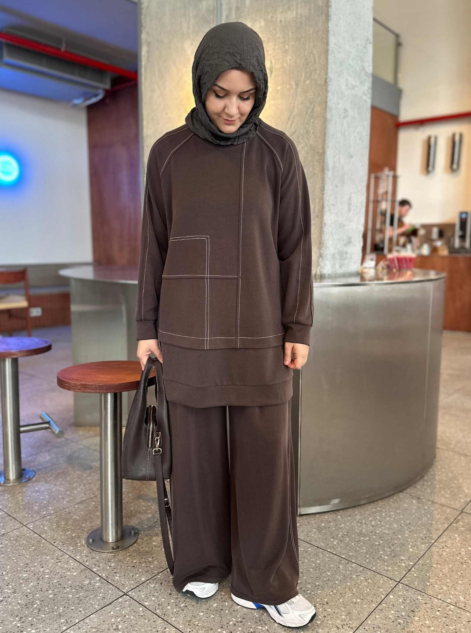 ŞERİT DETAY OYSHO TAKIM KAHVE 