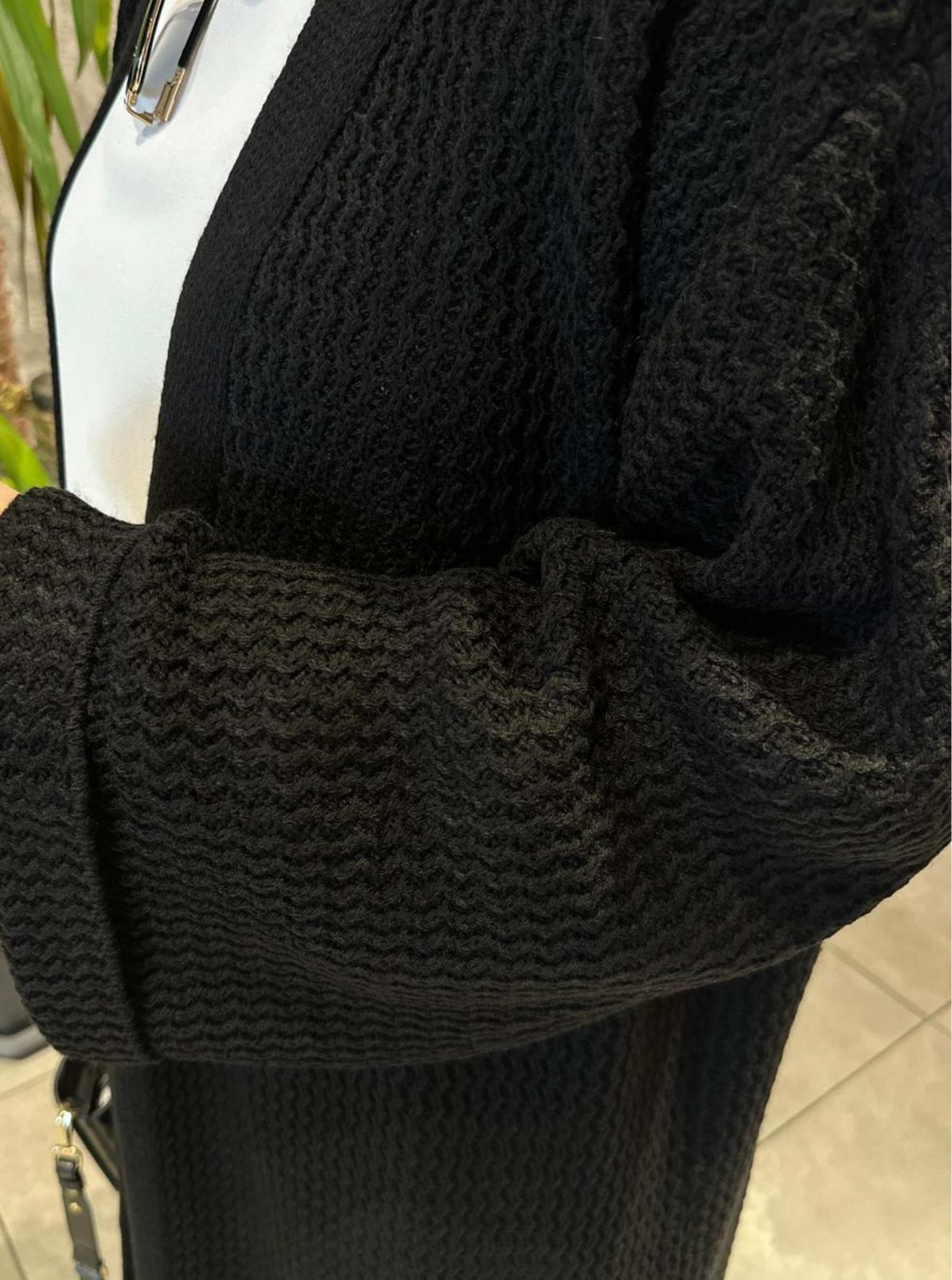 KALIN ÖRGÜLÜ HIRKA SİYAH 