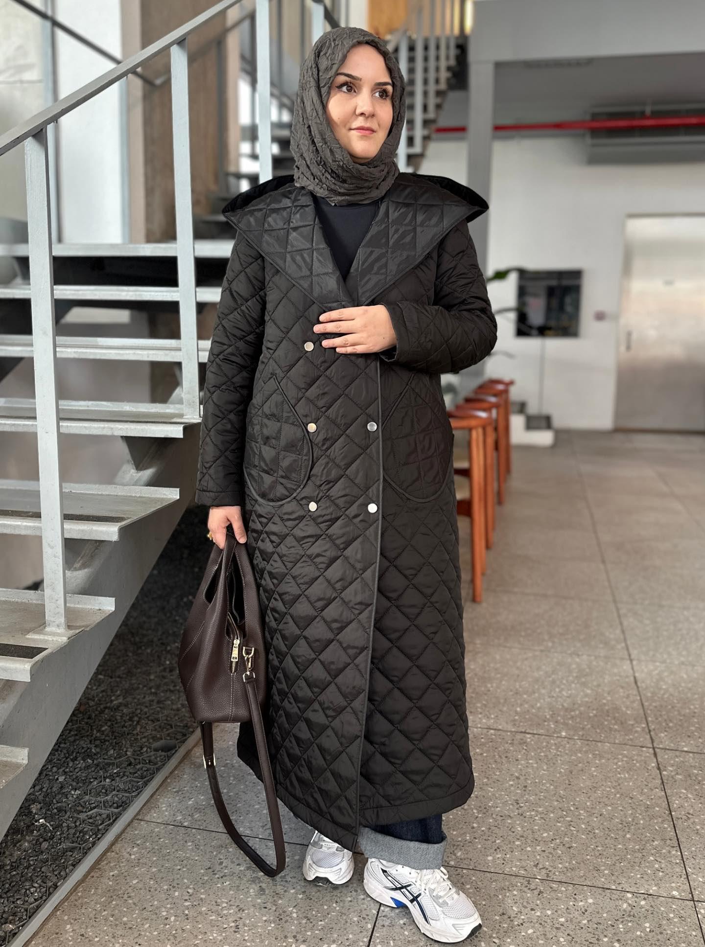 ŞAL YAKA KAPİTONE MONT SİYAH