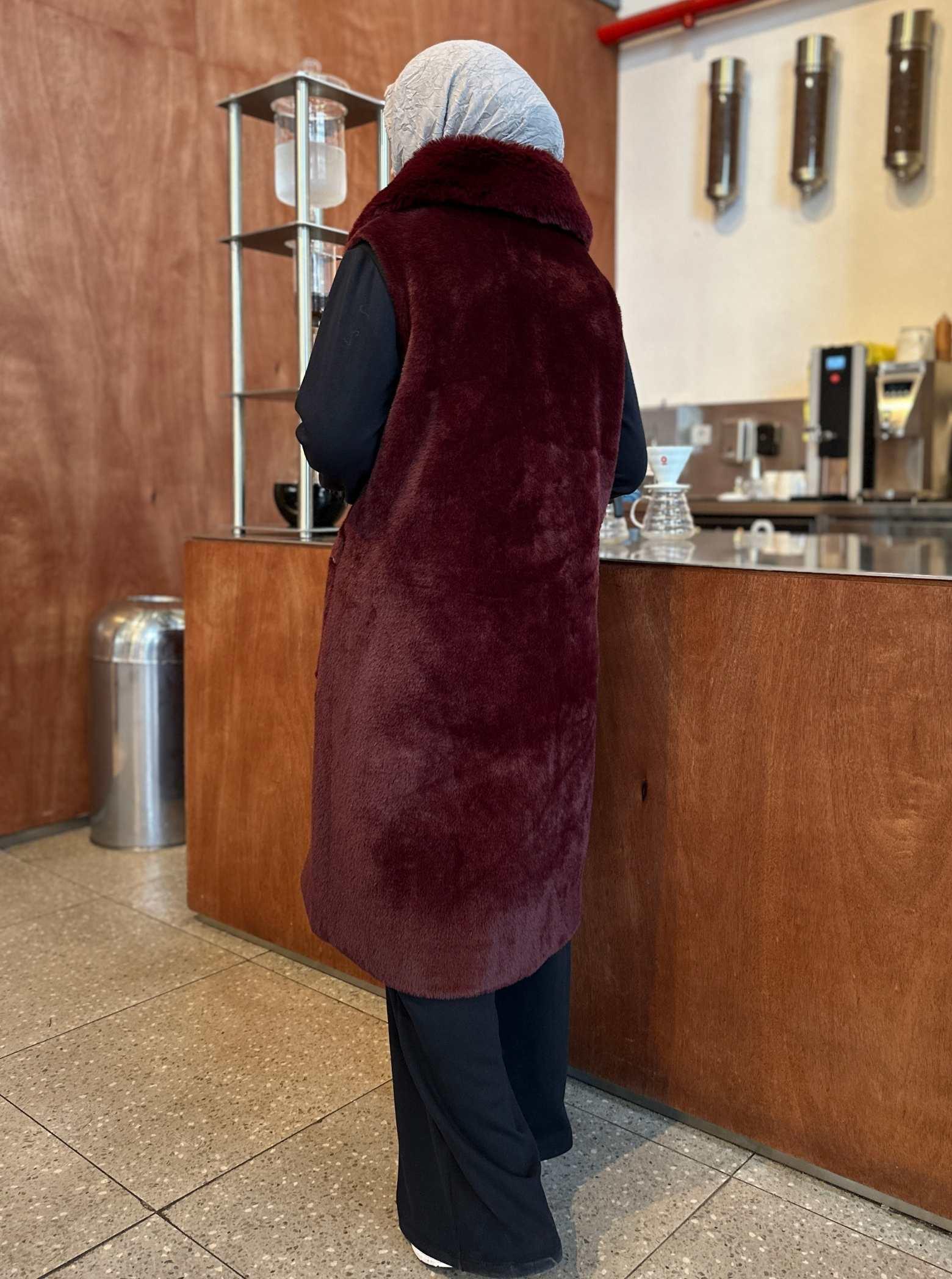 ÇIKABİLEN KÜRKLÜ YELEK BORDO