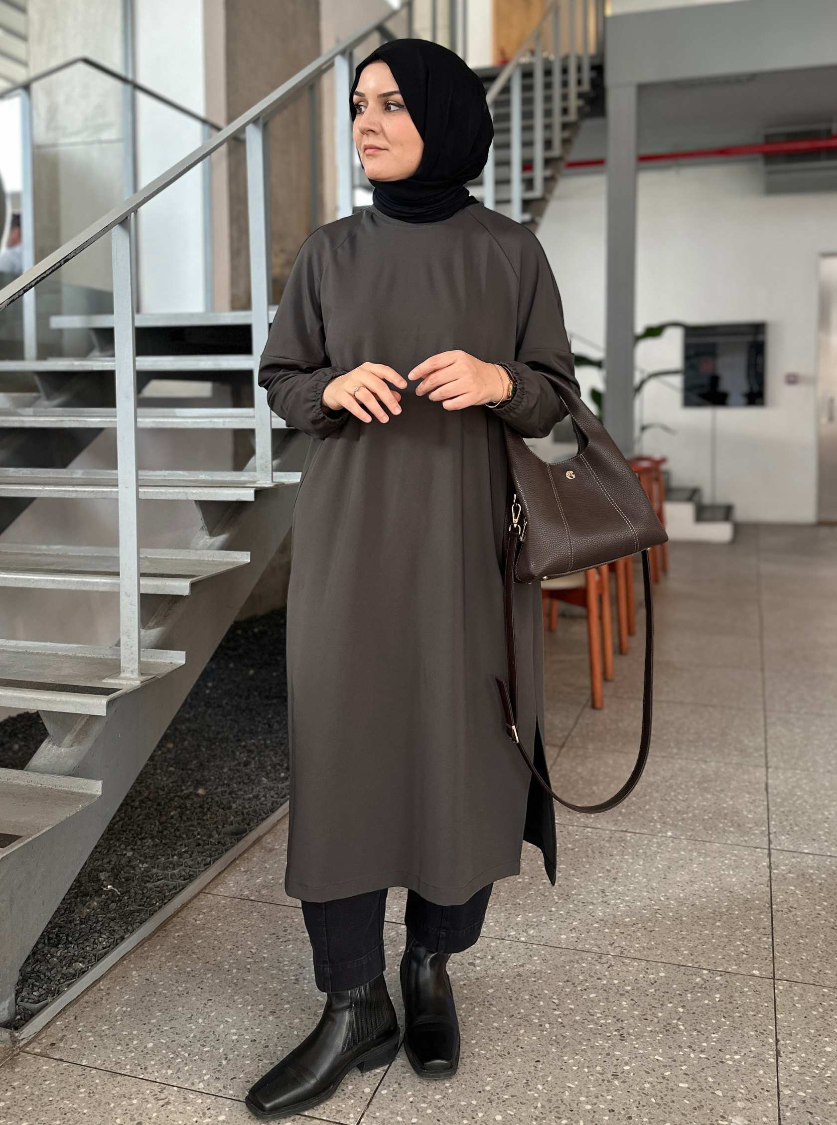 DÜZ UZUN OYSHO TUNİK GRİ