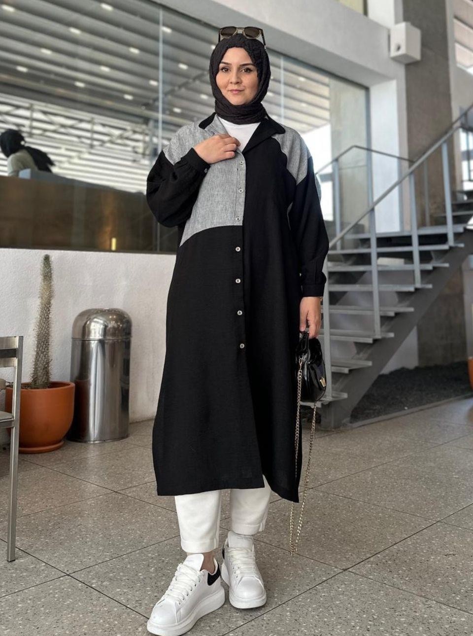 YAMALI GÖMLEK SİYAH
