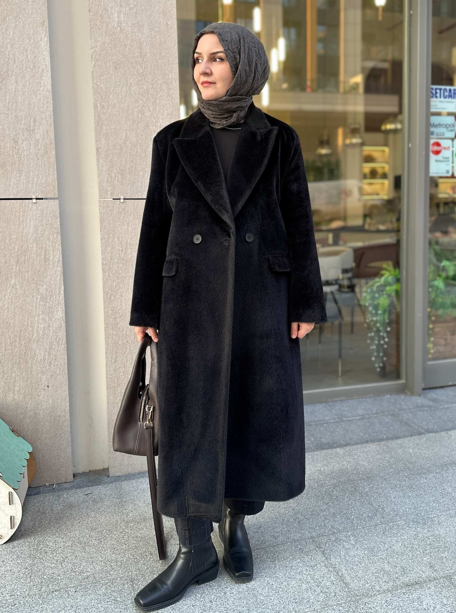 ANGORA KAŞE KABAN SİYAH