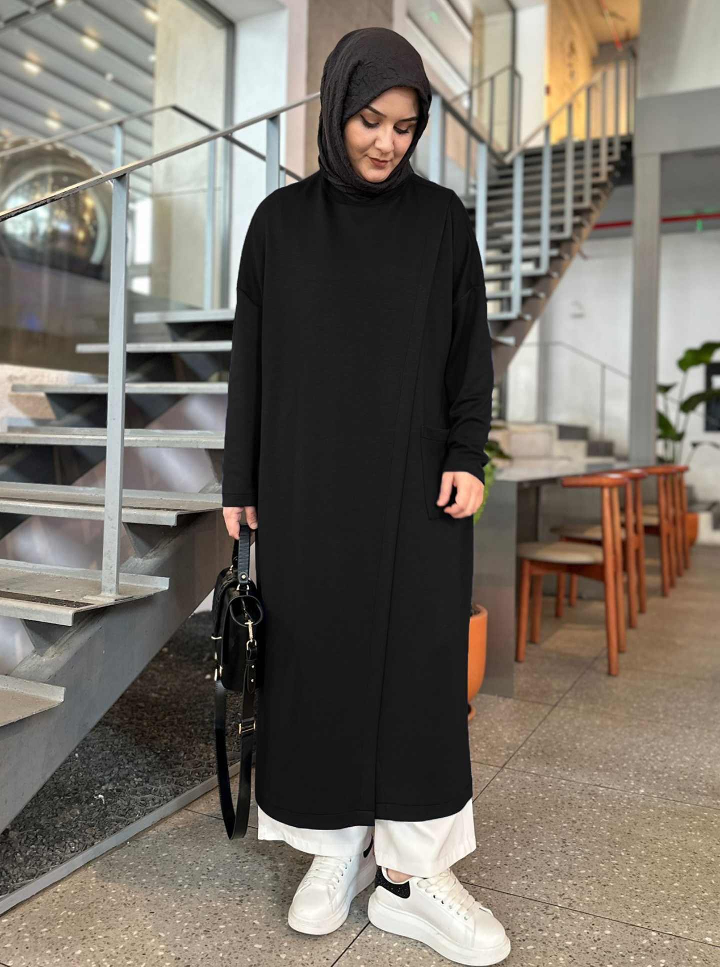 ÇAPRAZ OYSHO TUNİK SİYAH