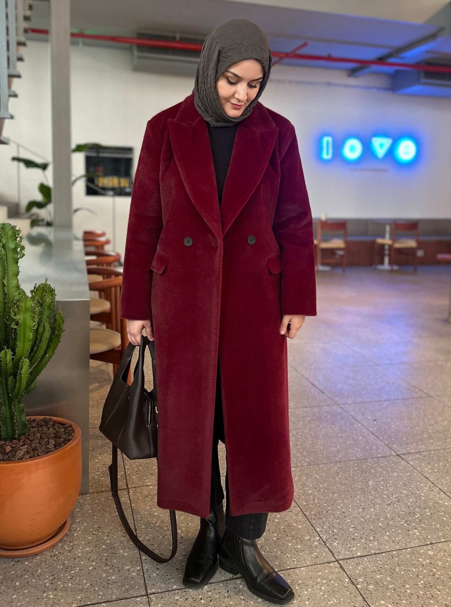 ANGORA KAŞE KABAN BORDO