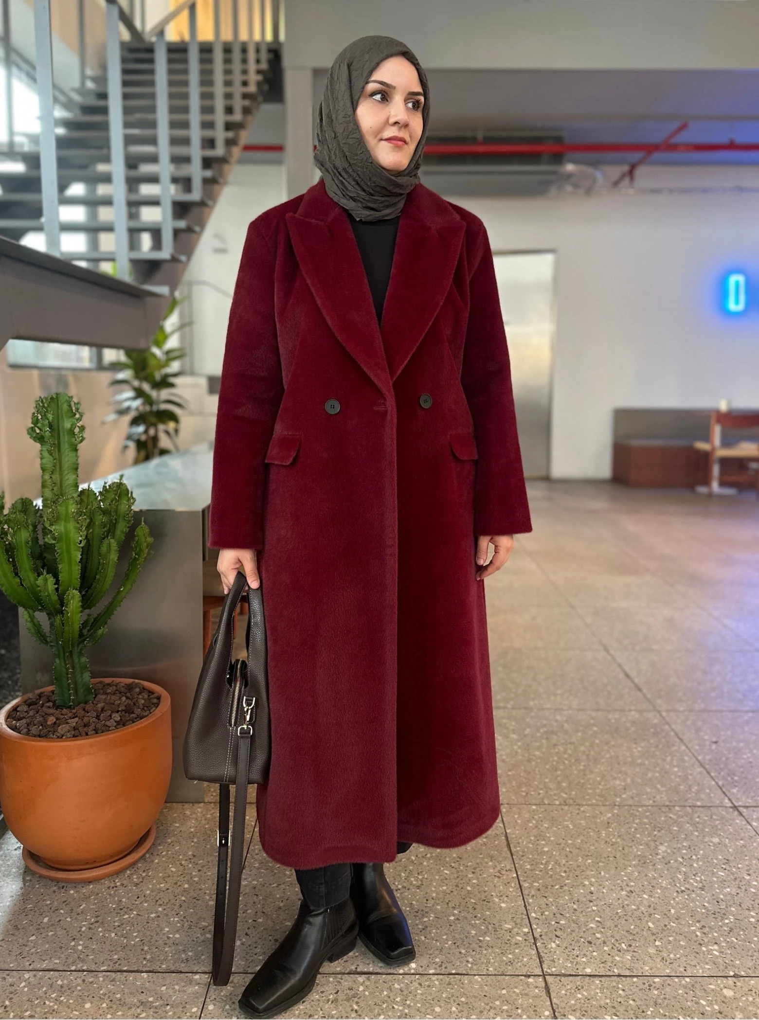 ANGORA KAŞE KABAN BORDO