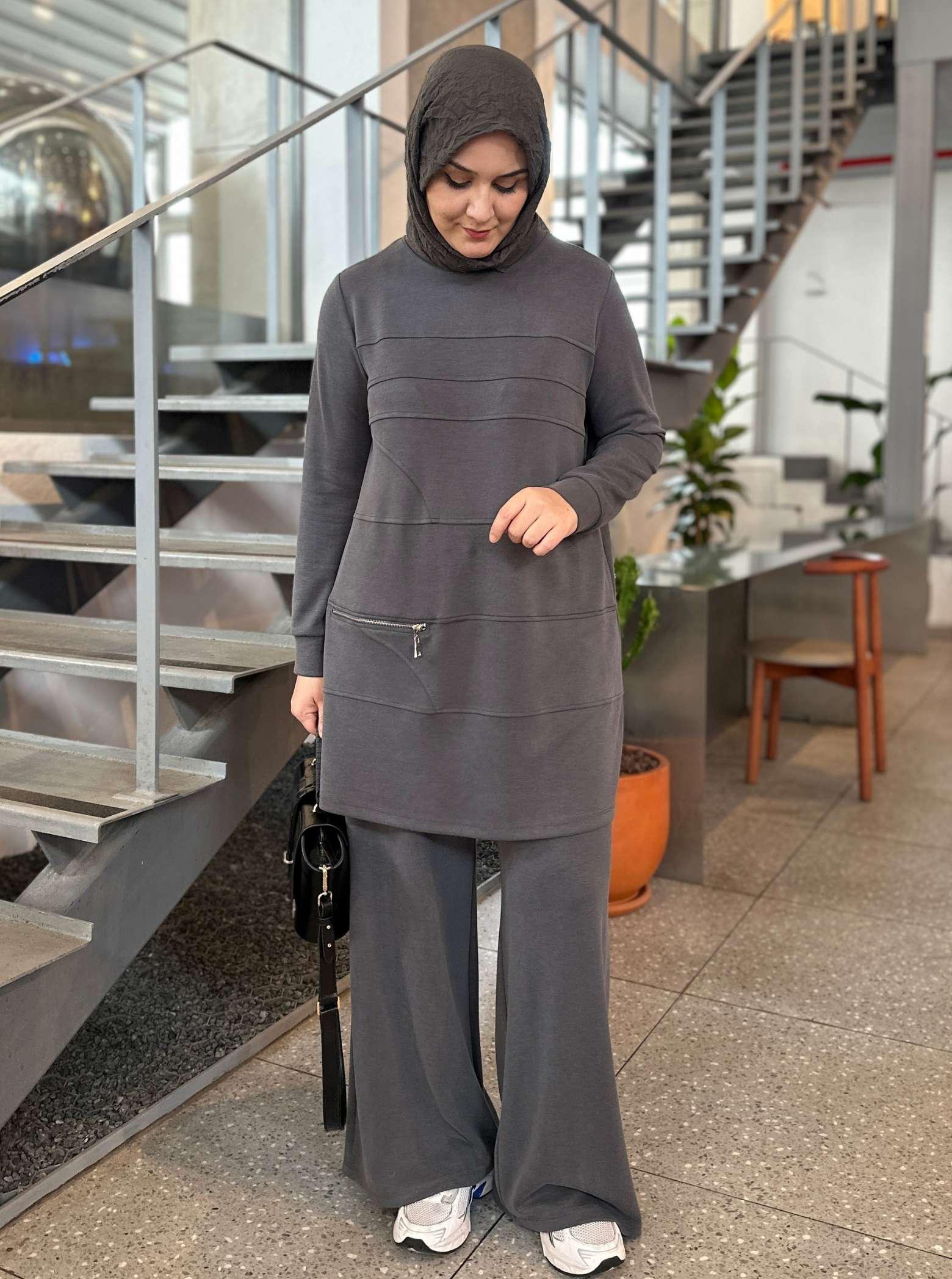 OYSHO FERMUAR DETAY TAKIM GRİ