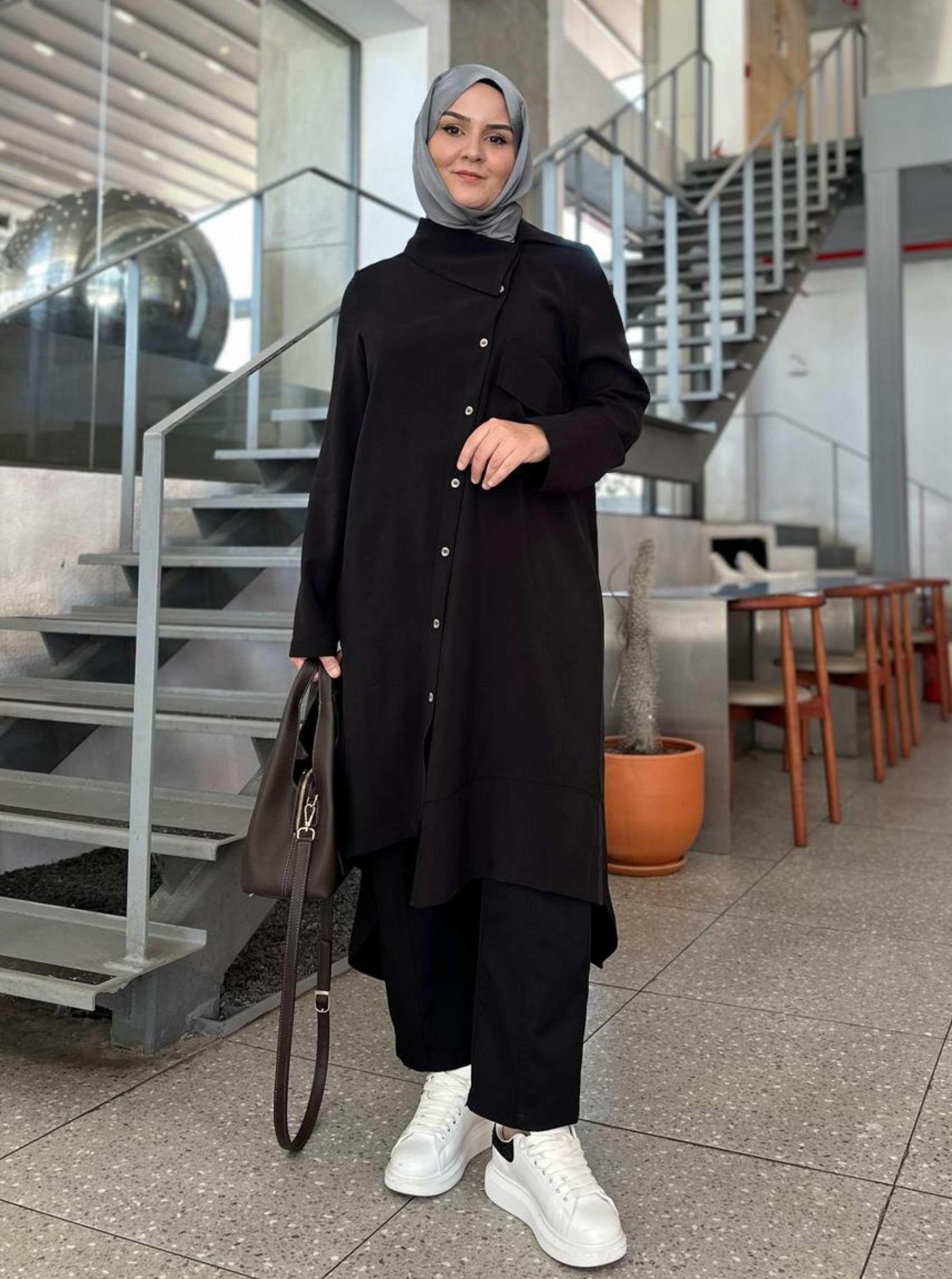 ASİMETRİK GÖMLEK SİYAH