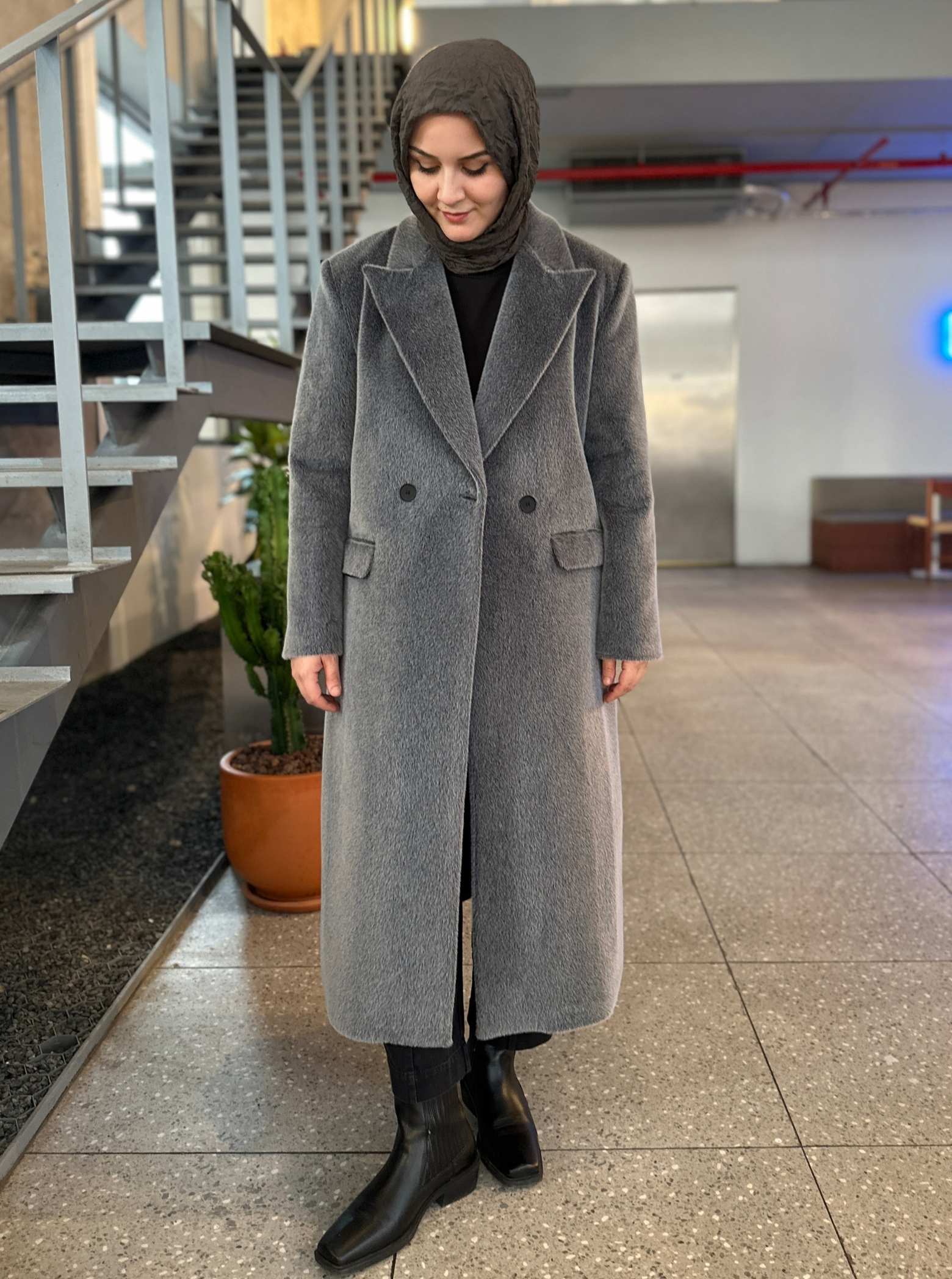 ANGORA KAŞE KABAN GRİ