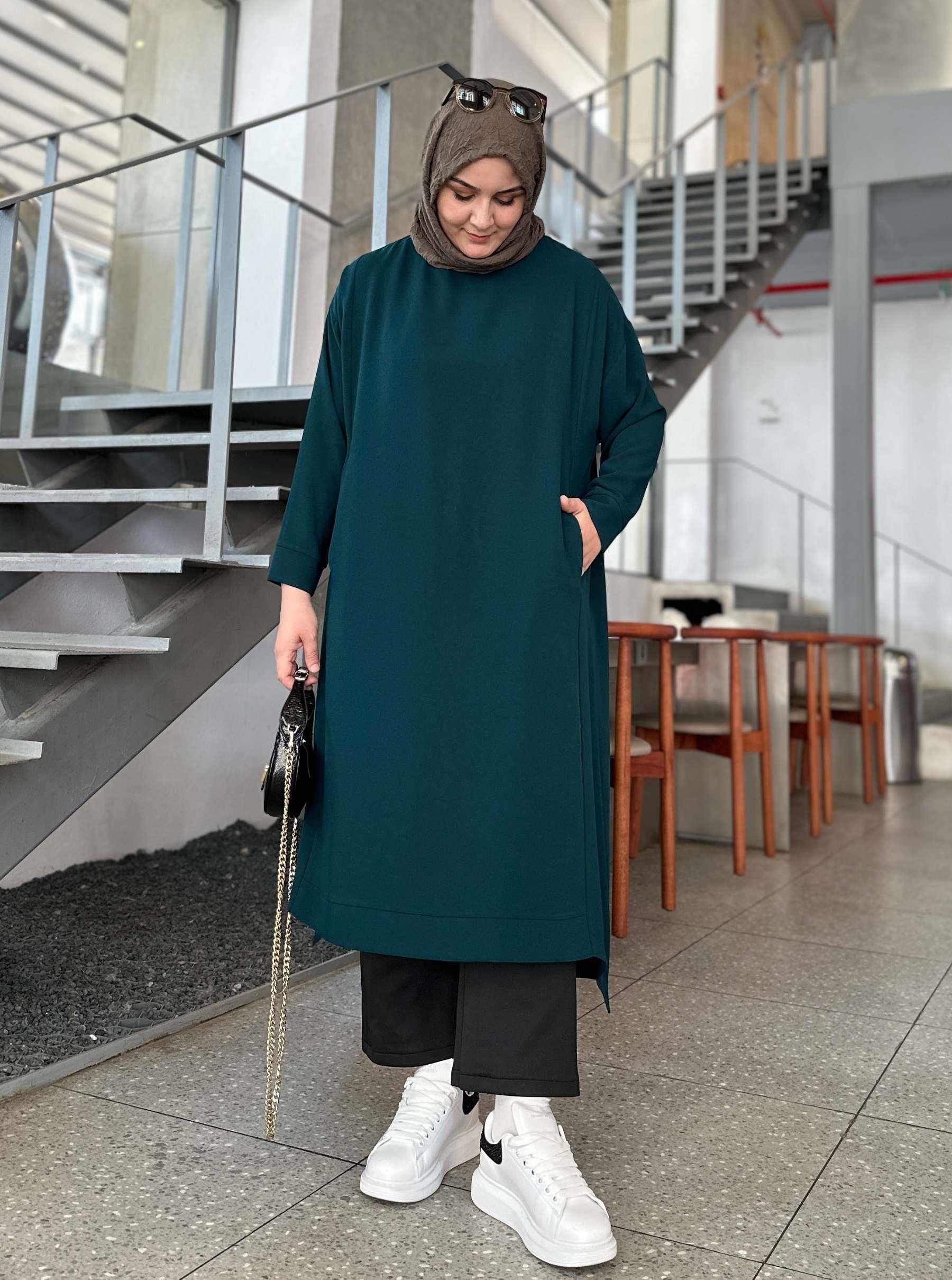 ZARA KREP TUNİK TURKUAZ
