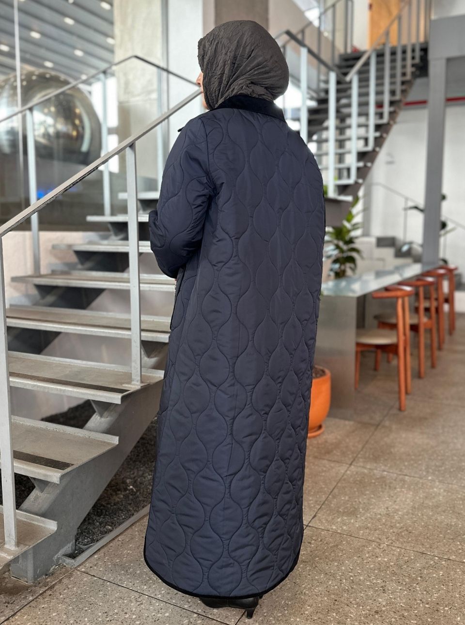 SOĞAN DESENLİ KAPİTONE MONT MAVİ 