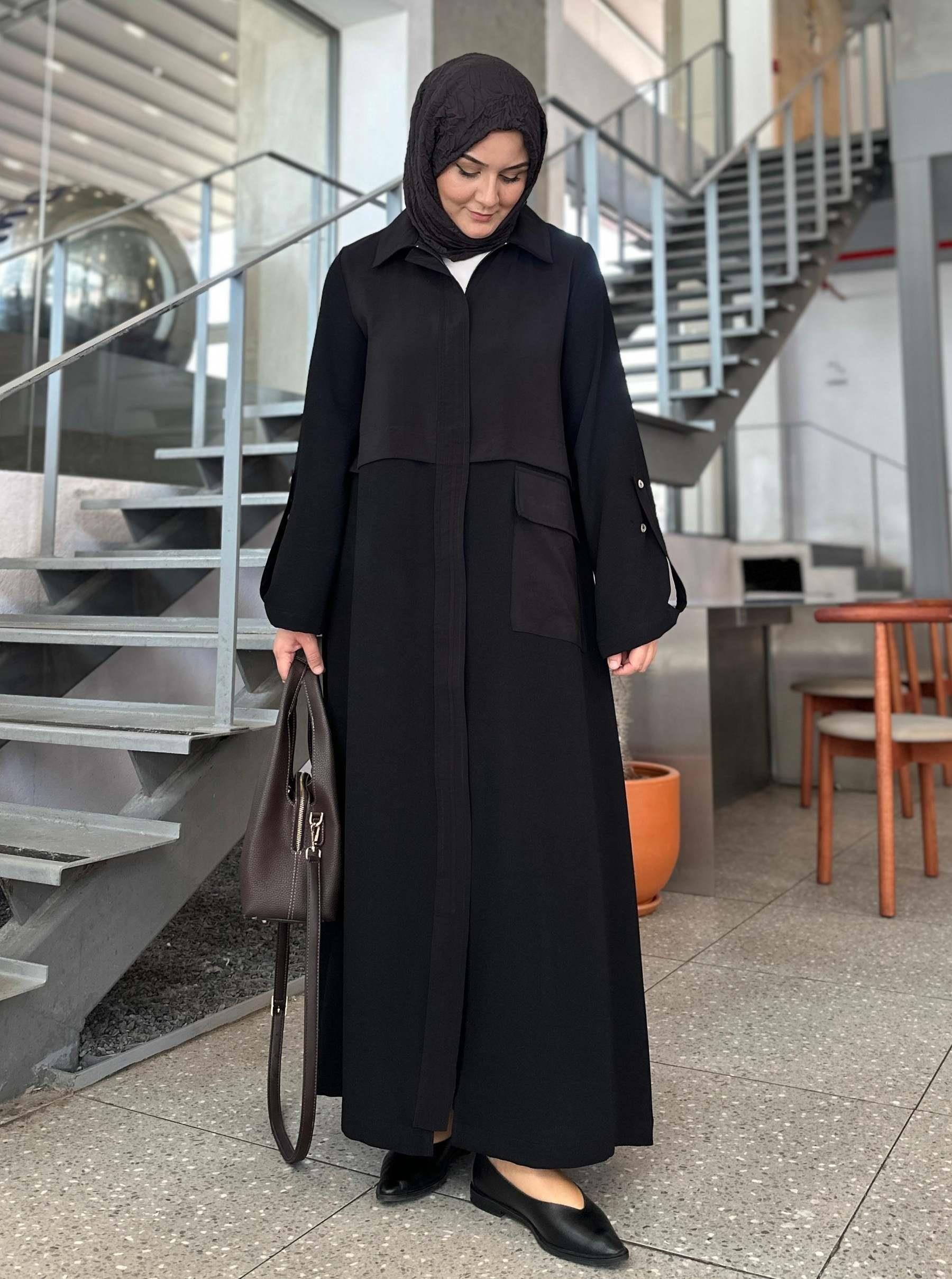 FERMUARLI KREP KAP SİYAH