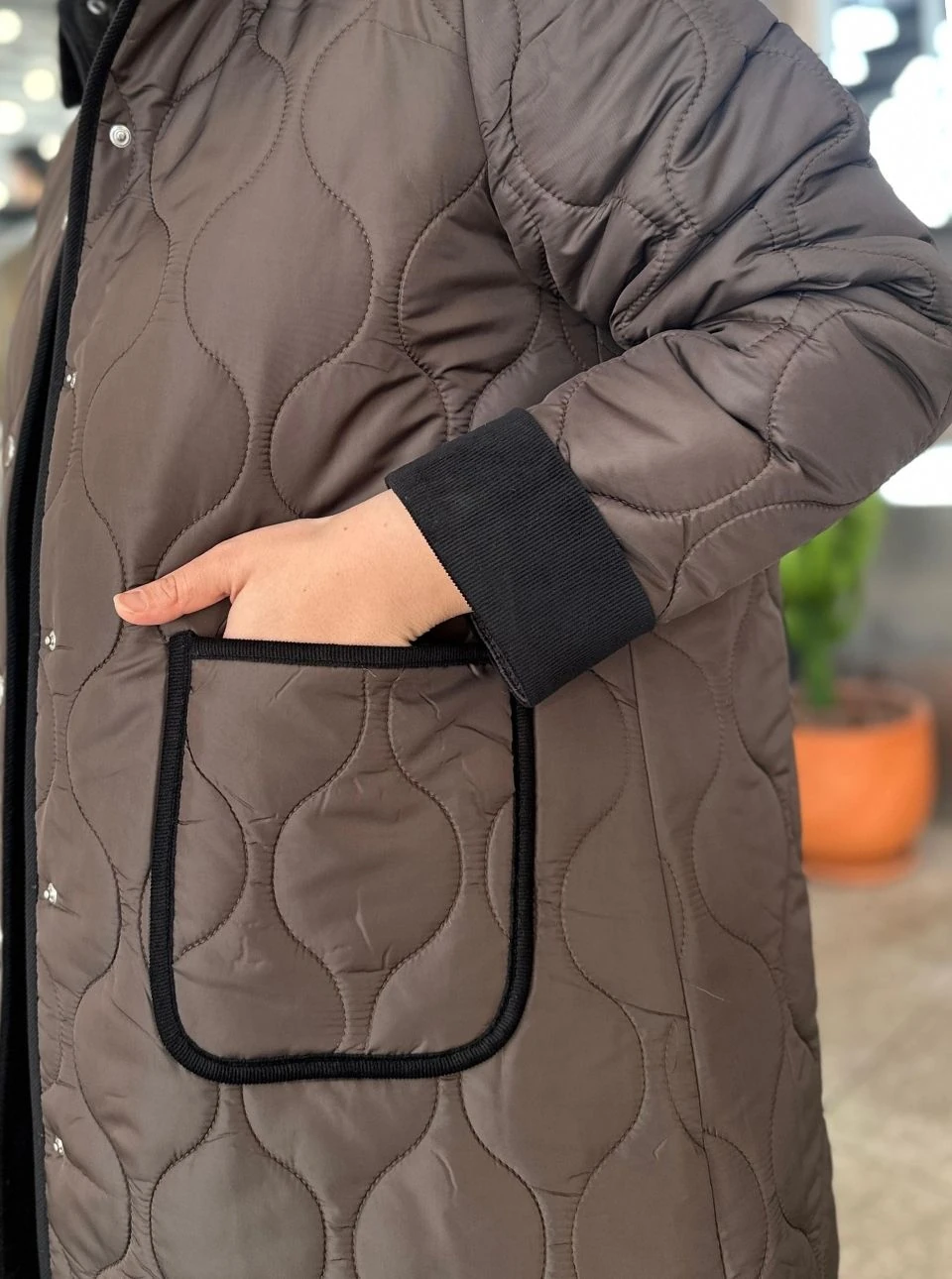 SOĞAN DESENLİ KAPİTONE MONT KAHVE 