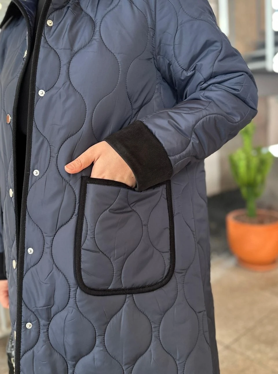 SOĞAN DESENLİ KAPİTONE MONT MAVİ 