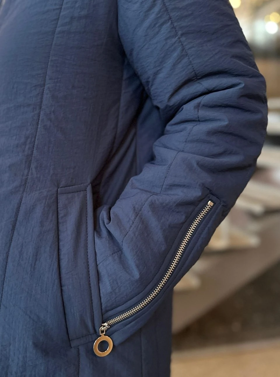 KOL DETAYLI MONT MAVİ