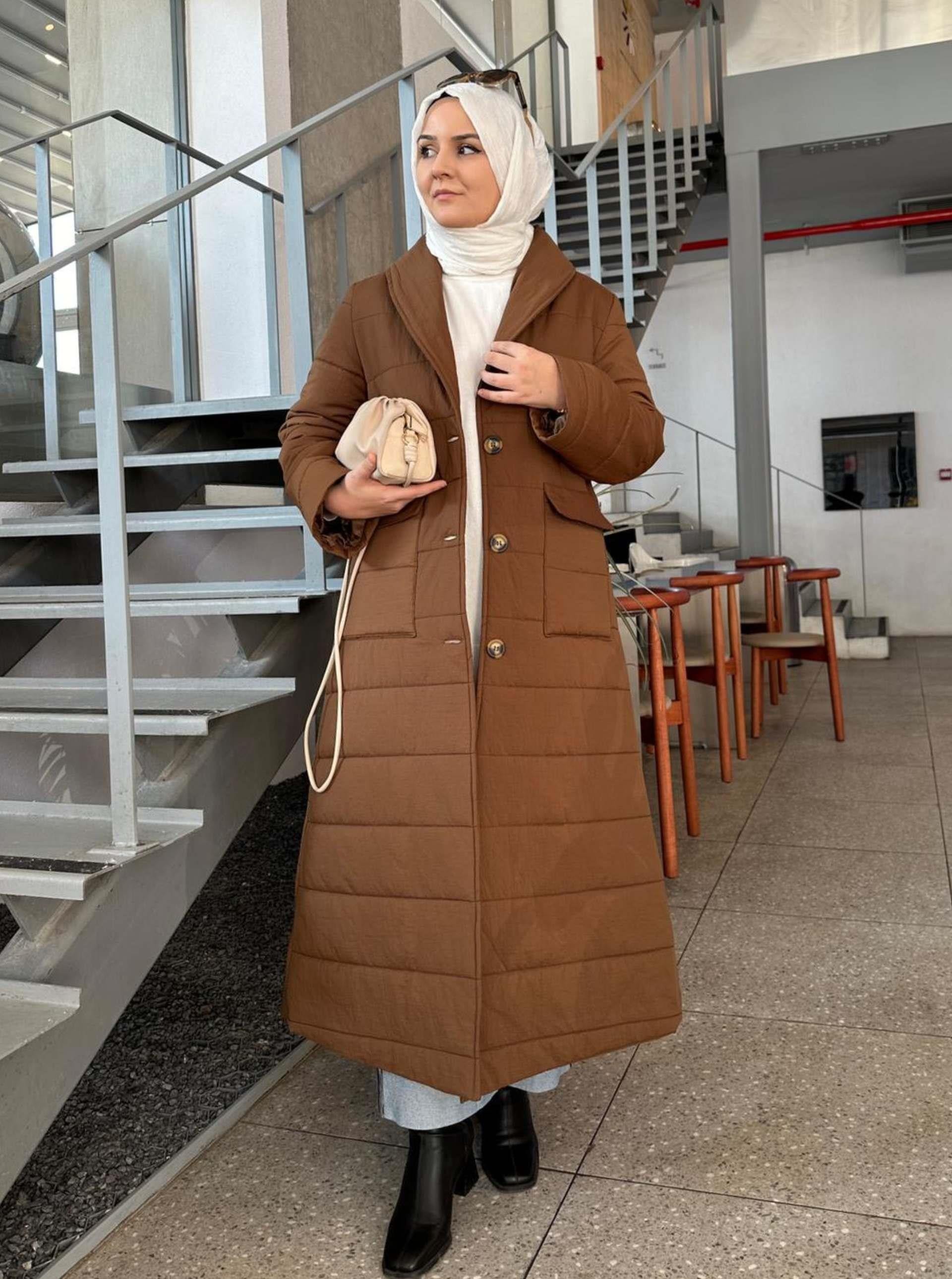 ŞAL YAKA ŞİŞME MONT KAHVE