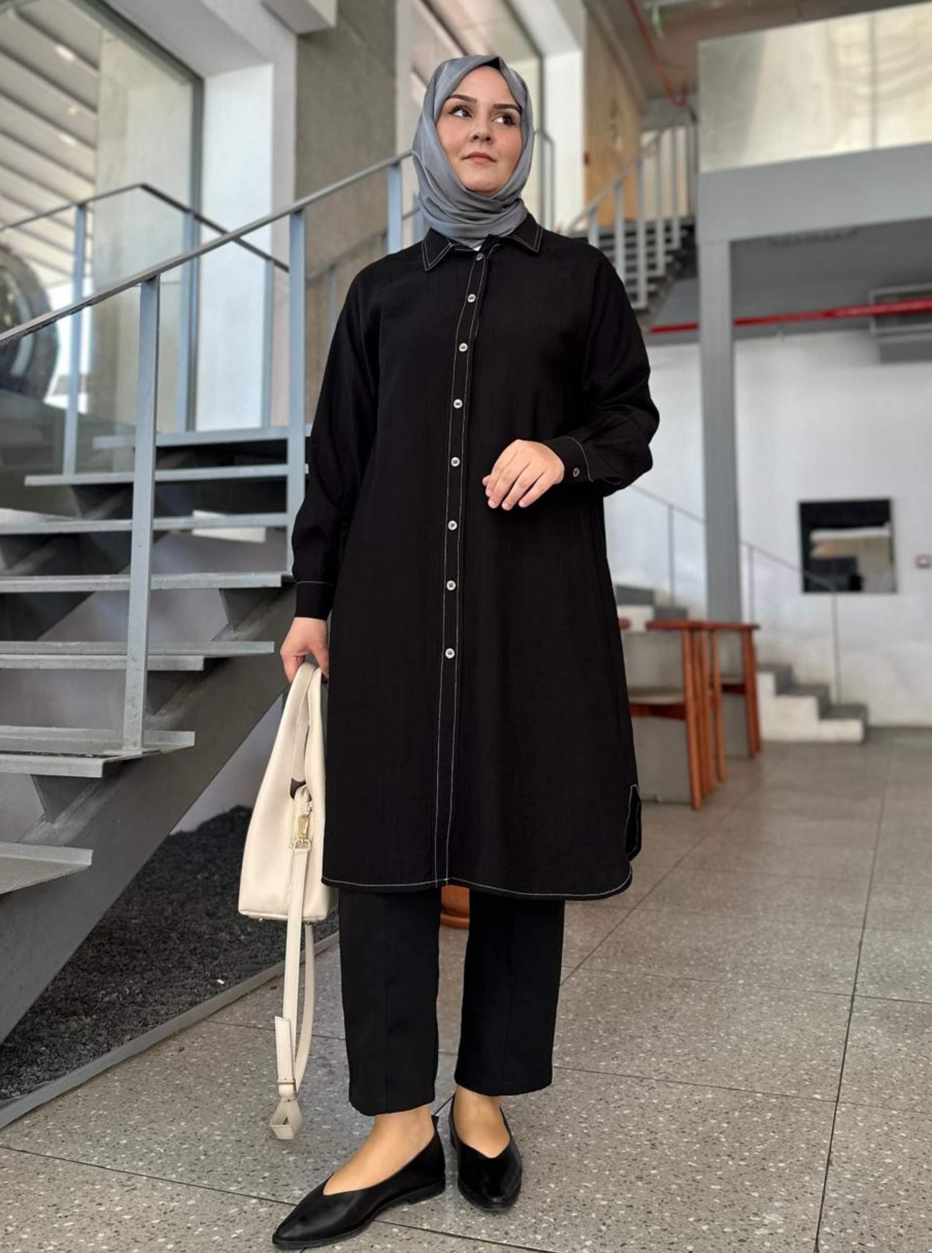DÜĞMELİ GÖMLEK SİYAH
