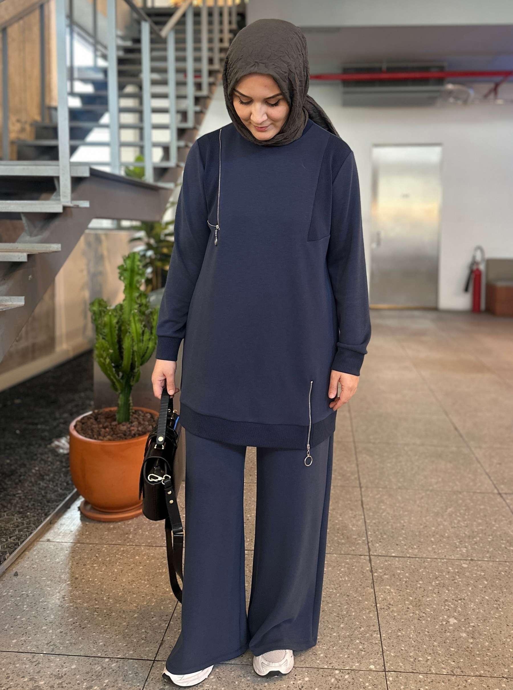 OYSHO RİBANASI FERMUAR TAKIM LACİVERT