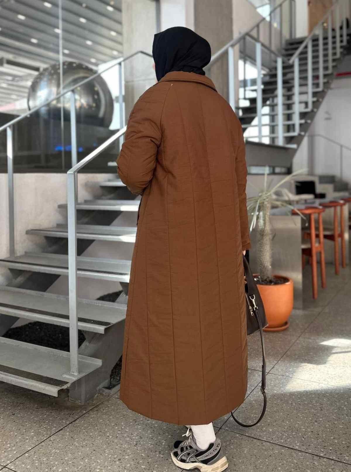 DİK YAKA FERMUARLI MONT KAHVE