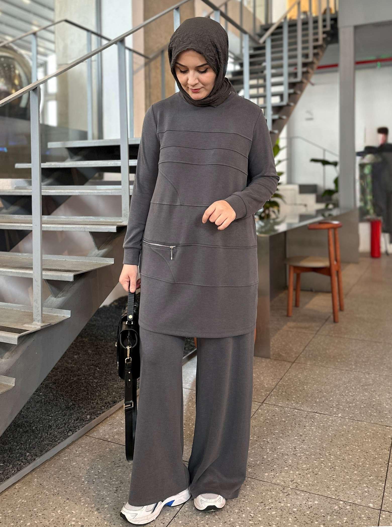 OYSHO FERMUAR DETAY TAKIM GRİ