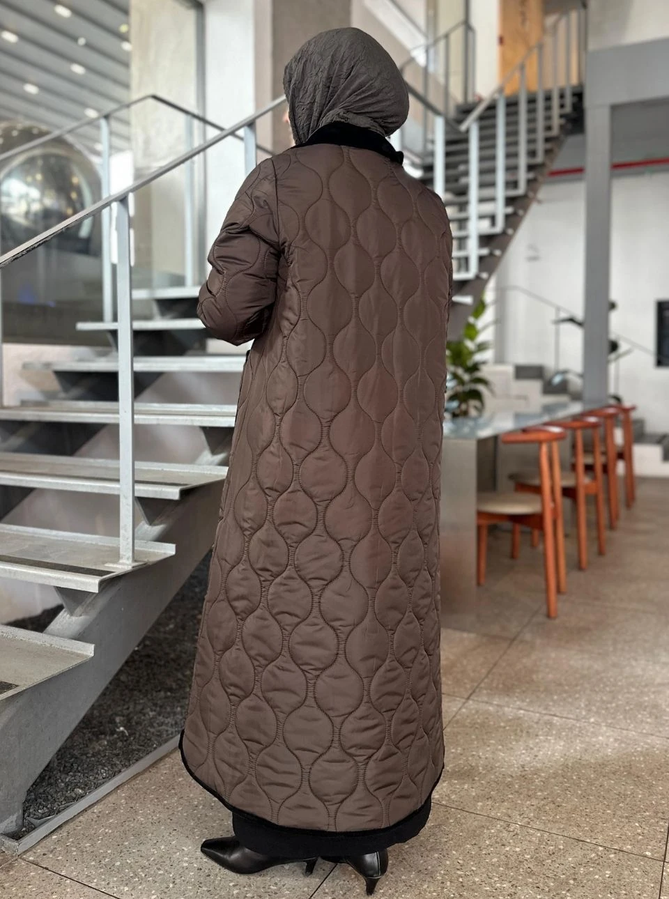 SOĞAN DESENLİ KAPİTONE MONT KAHVE 