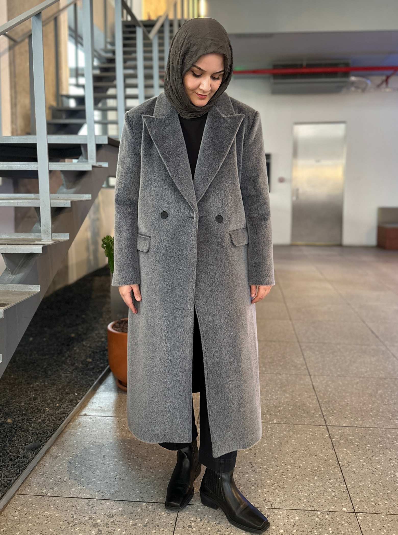 ANGORA KAŞE KABAN GRİ