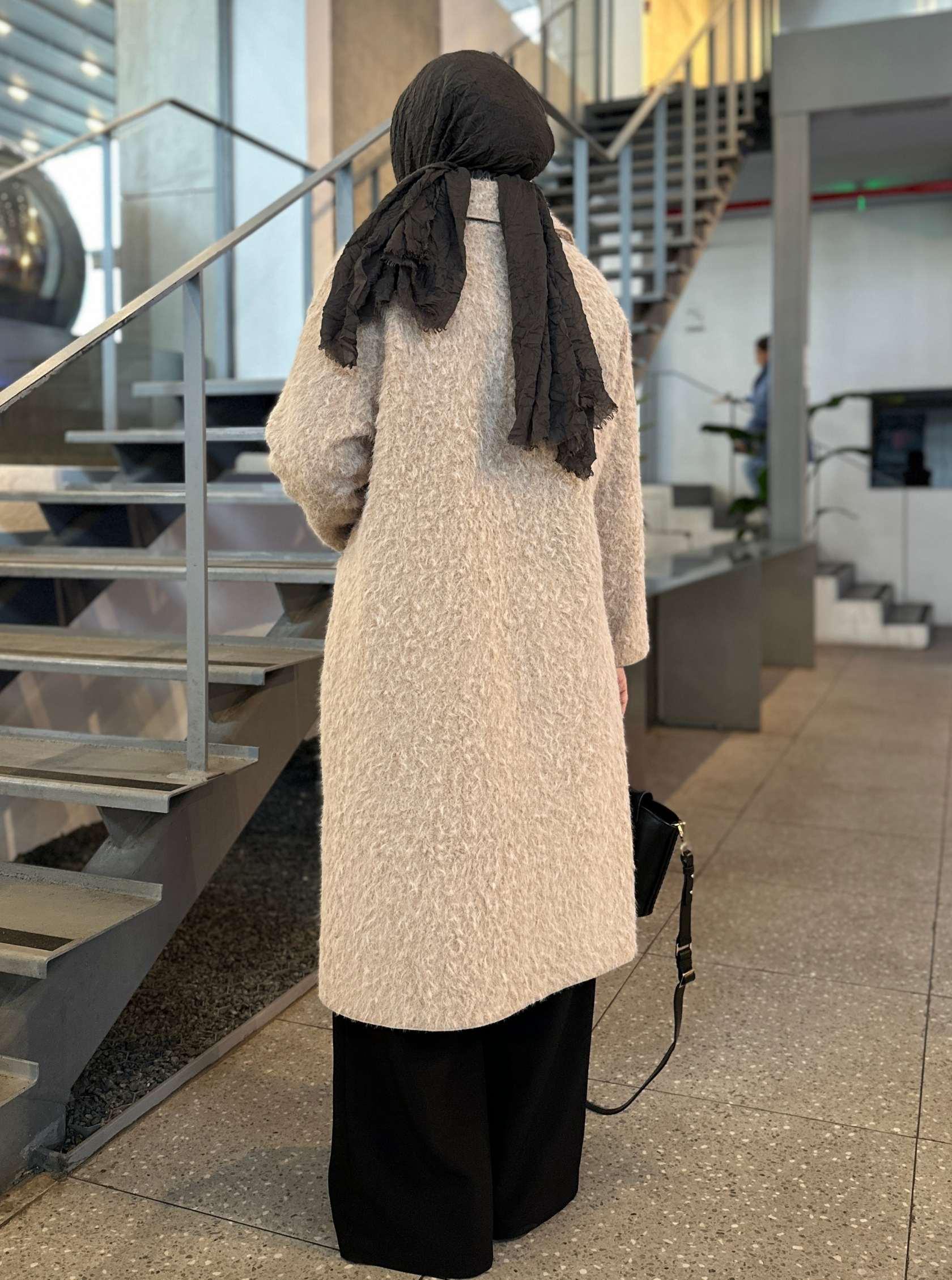 BEBE YAKA KEÇE KABAN BEJ