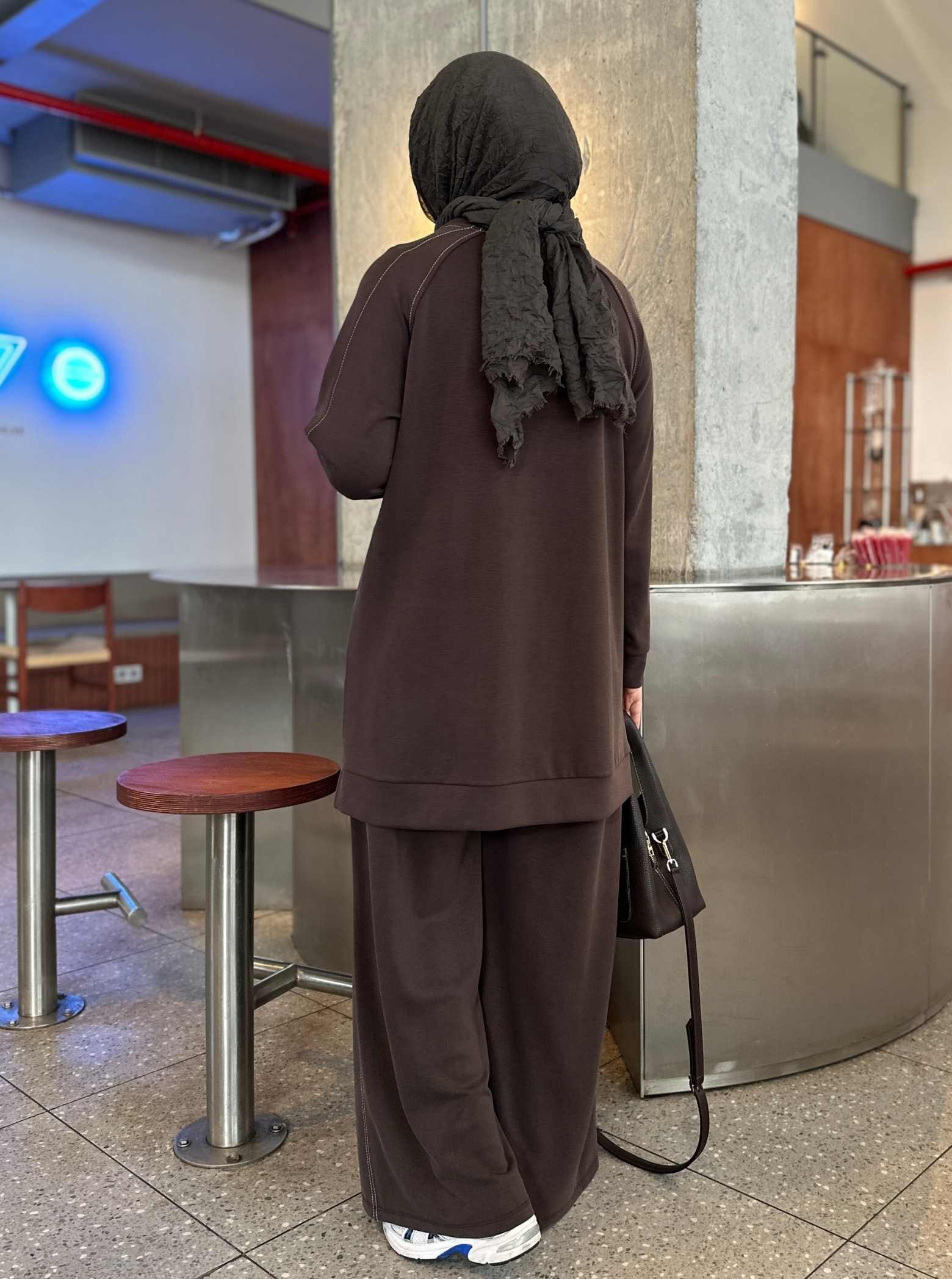 ŞERİT DETAY OYSHO TAKIM KAHVE 