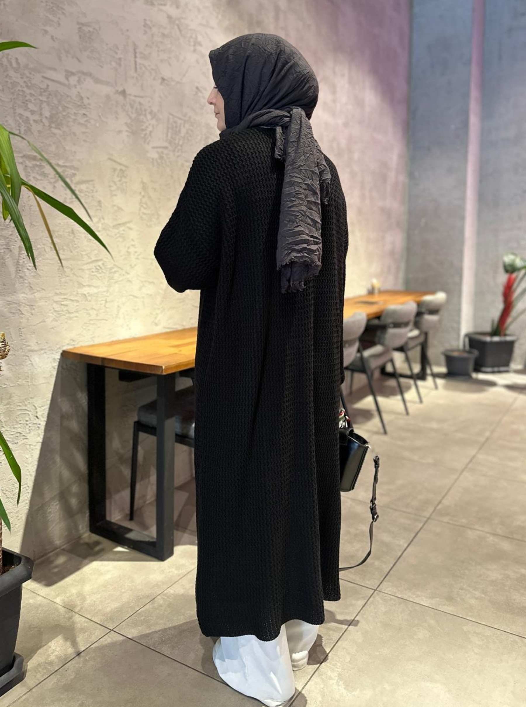 KALIN ÖRGÜLÜ HIRKA SİYAH 