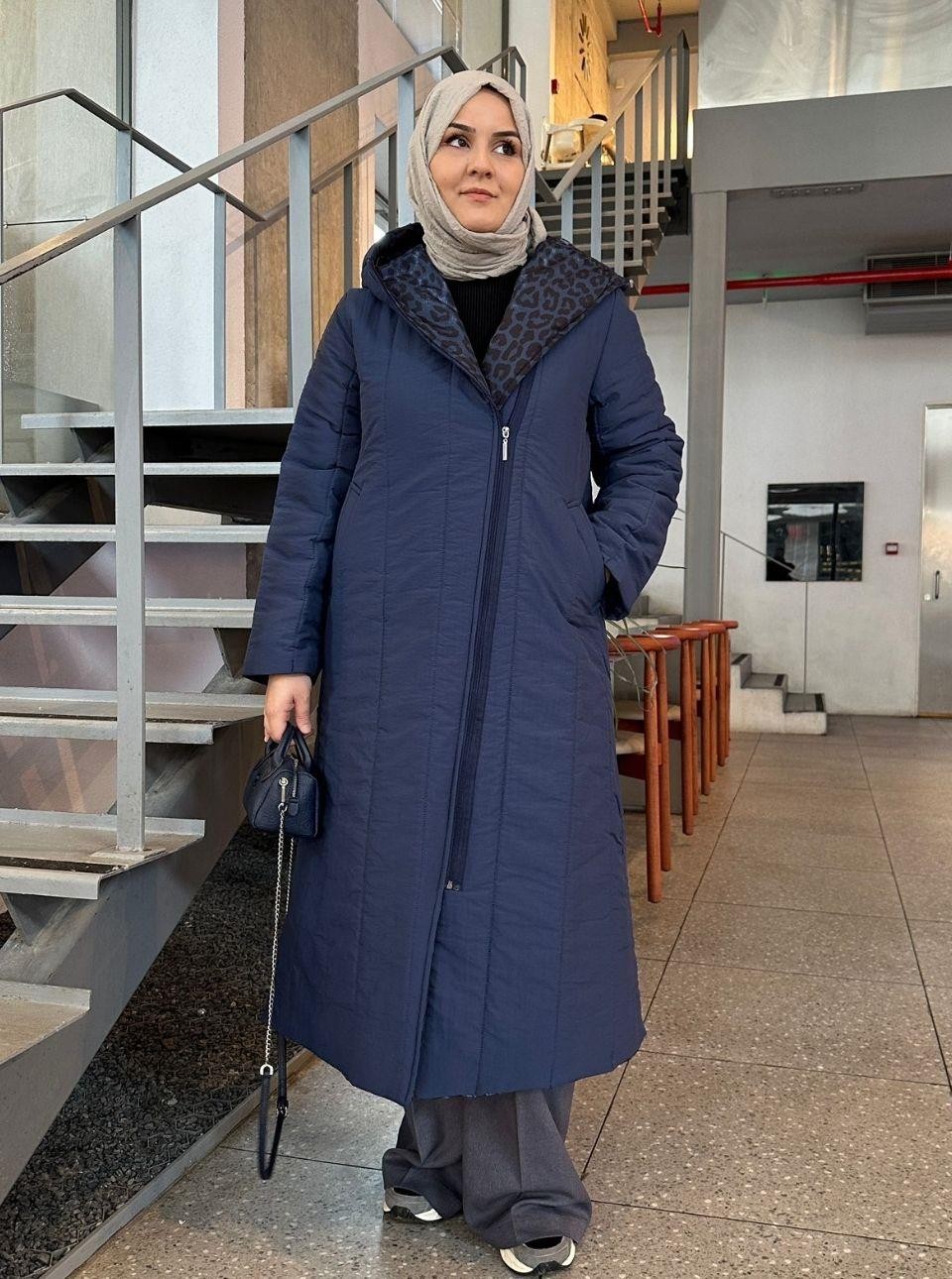 LEOPARLI ŞİŞME MONT MAVİ