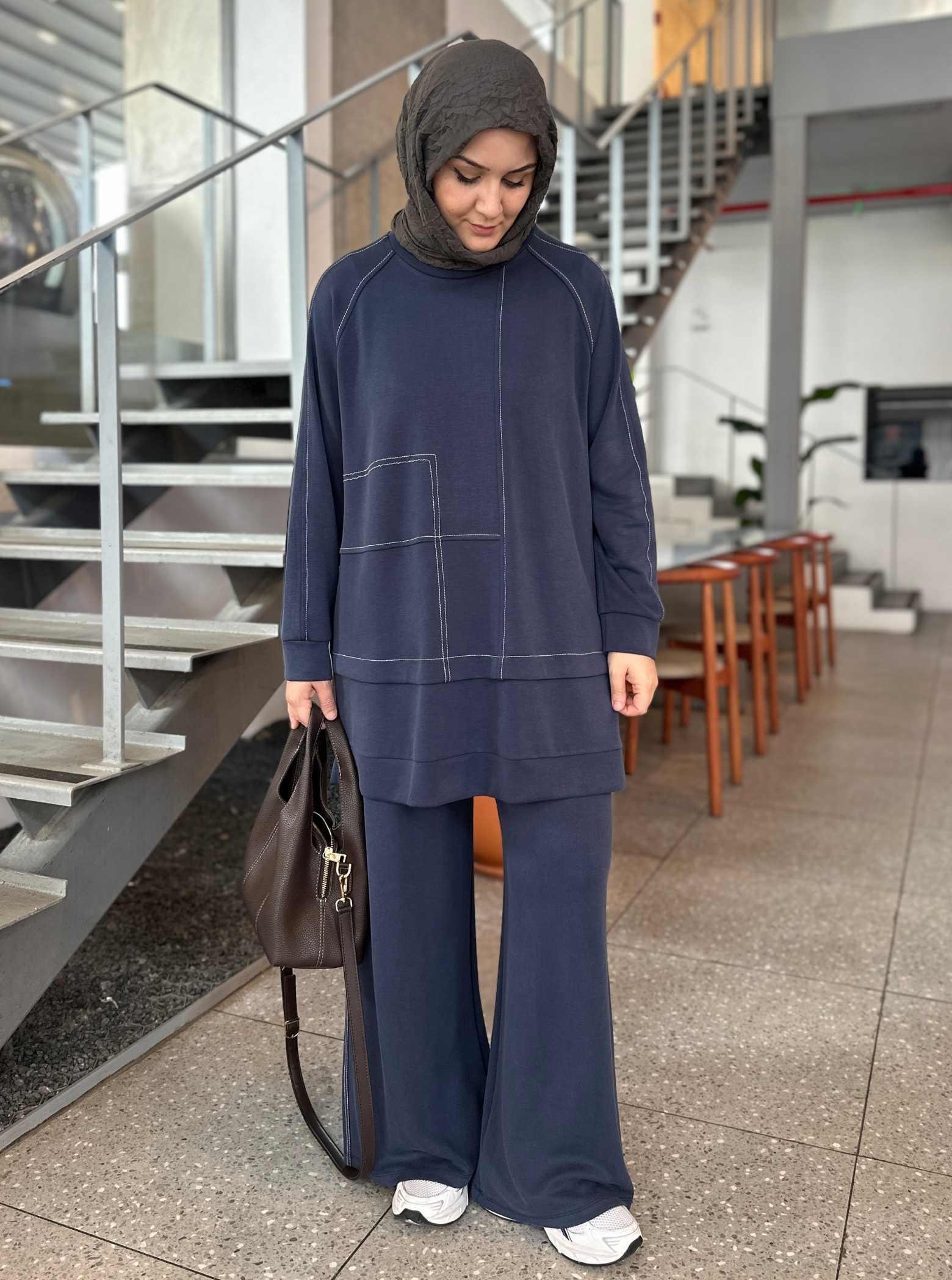 ŞERİT DETAY OYSHO TAKIM LACİVERT