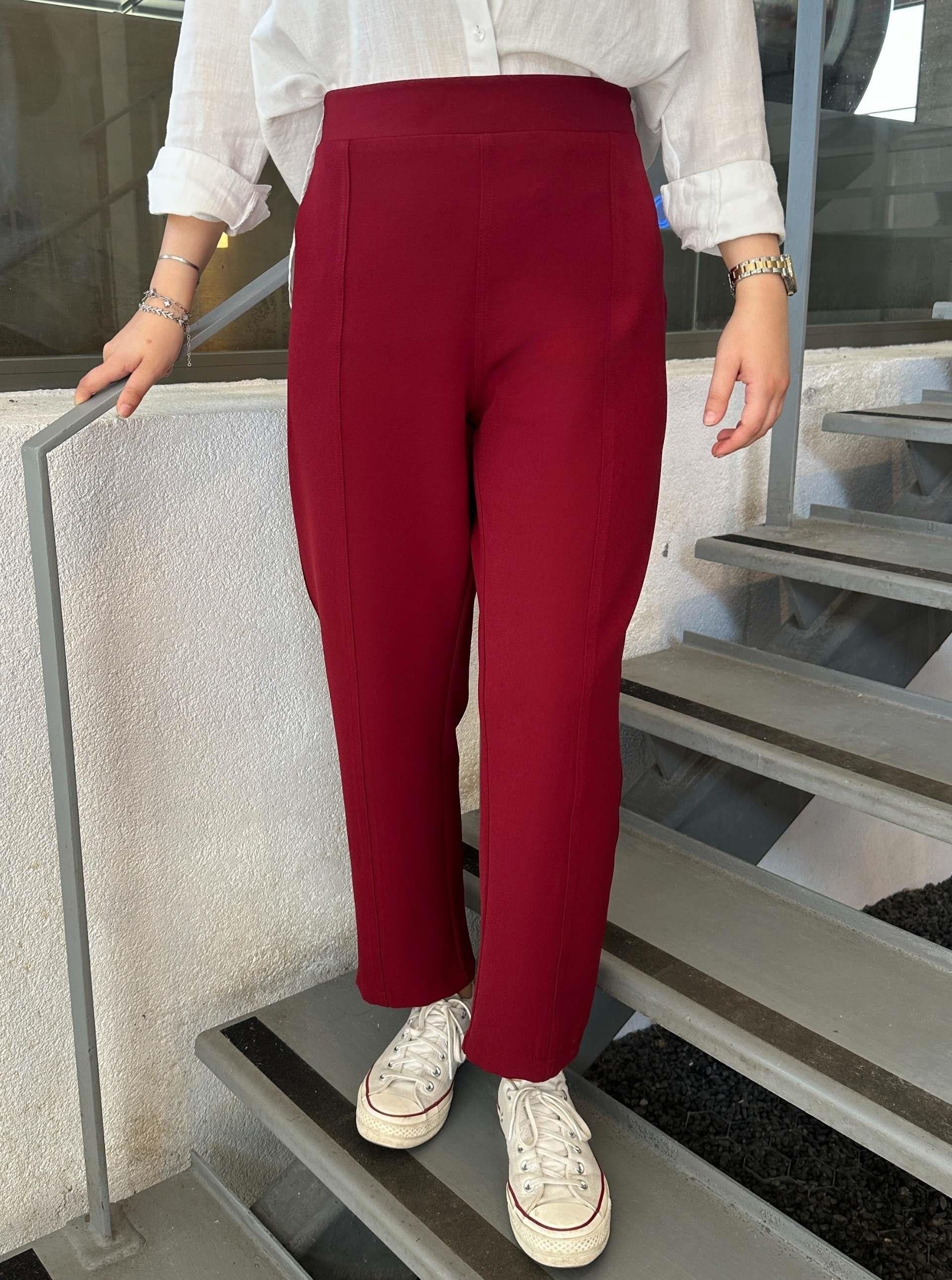 DİKİŞLİ DABIL PANTOLON BORDO