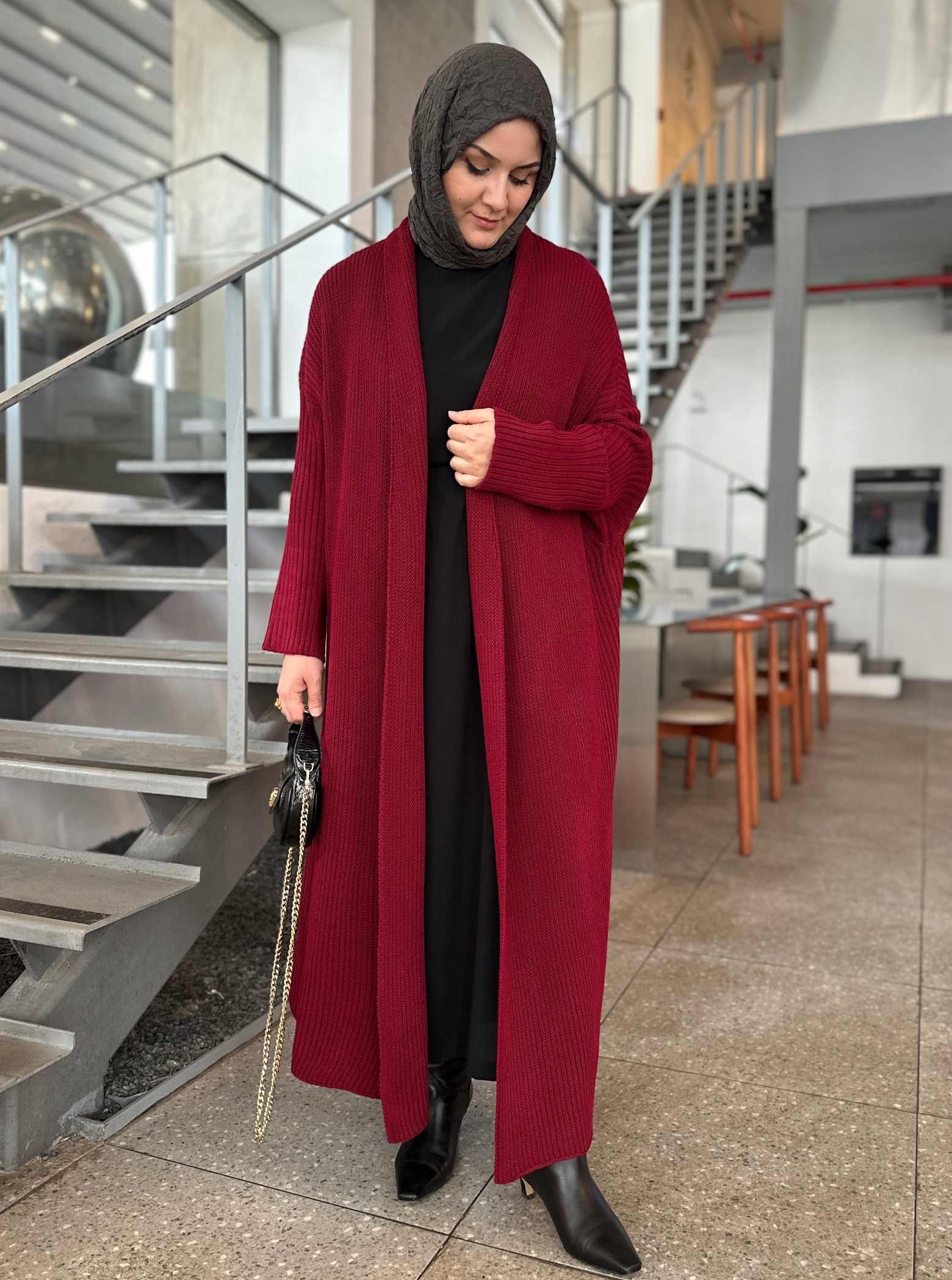 SELANİK ÖRGÜ HIRKA BORDO 