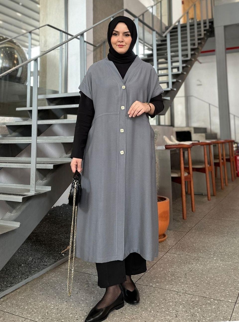 DÜŞÜK KOL YELEK GRİ