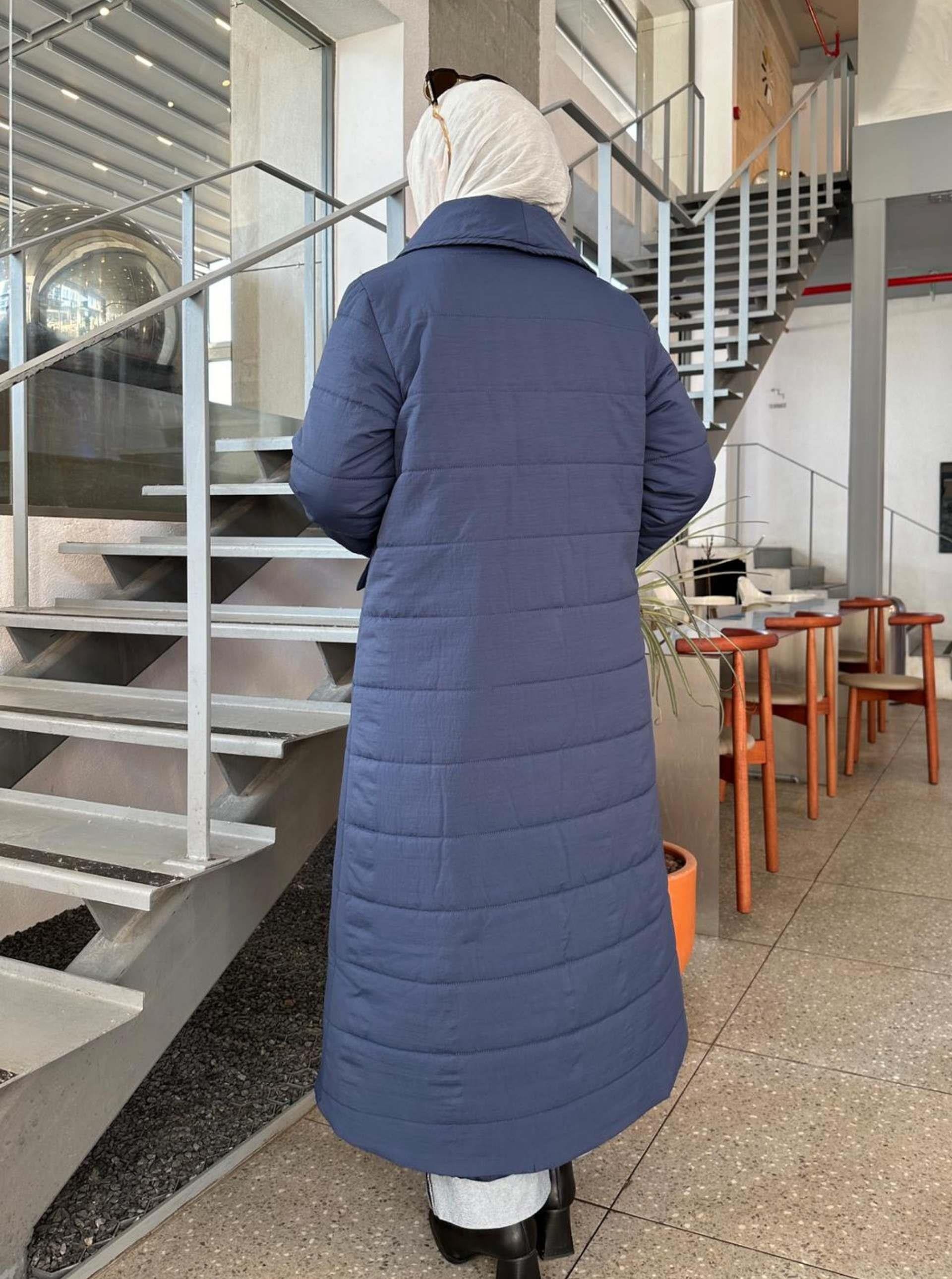 ŞAL YAKA ŞİŞME MONT LACİVERT