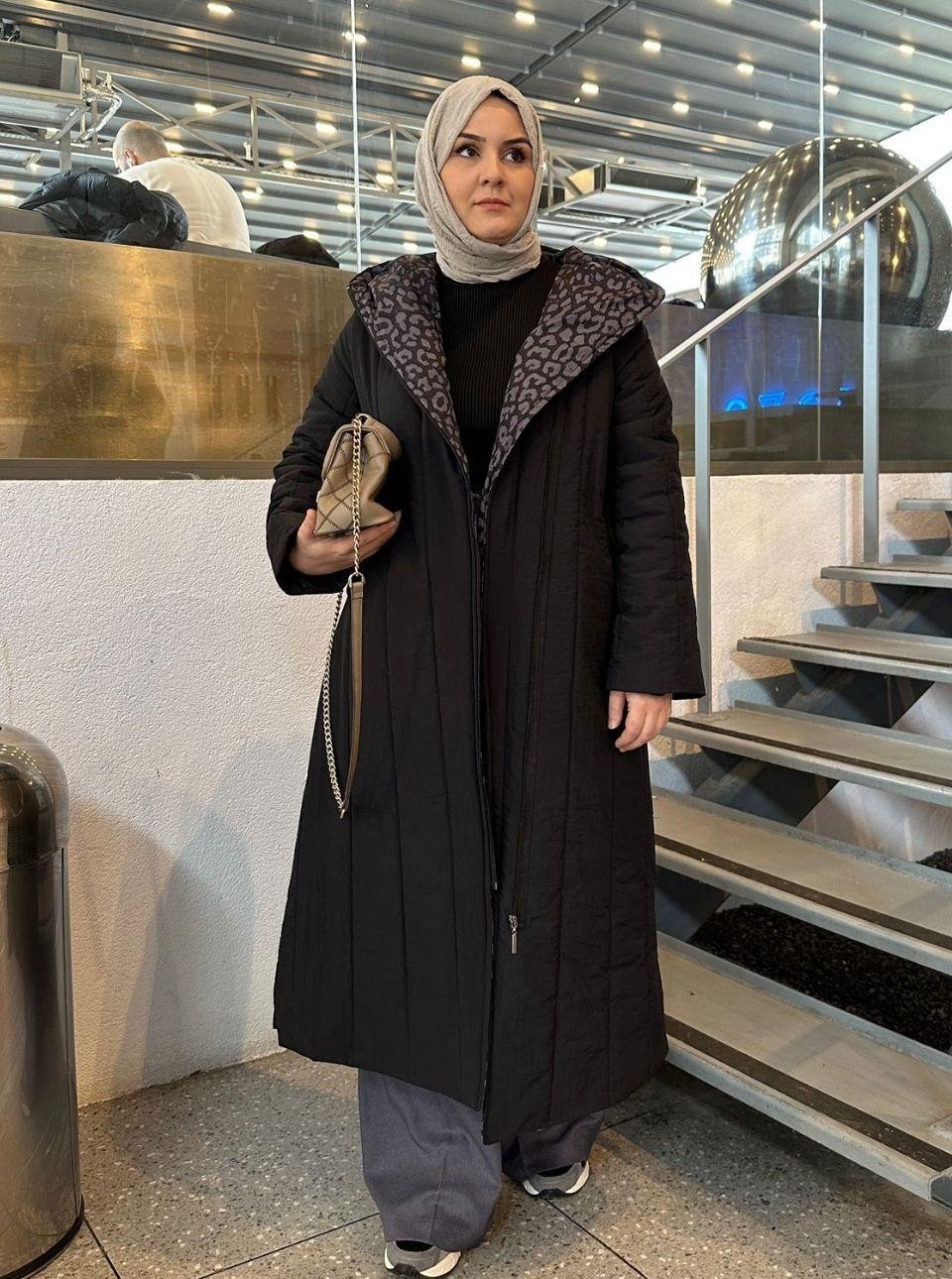 LEOPARLI ŞİŞME MONT SİYAH