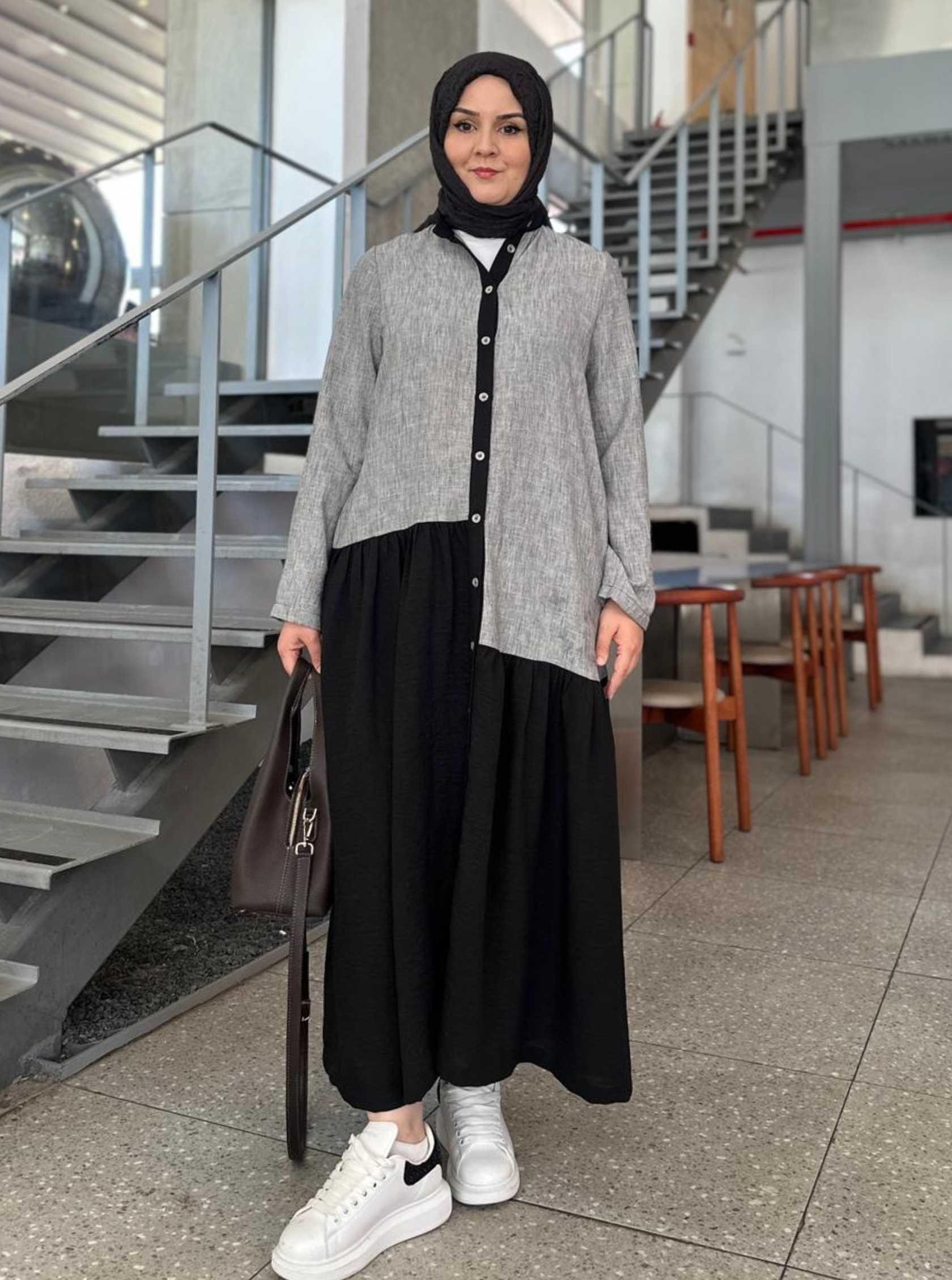 BÜZGÜLÜ ELBİSE SİYAH