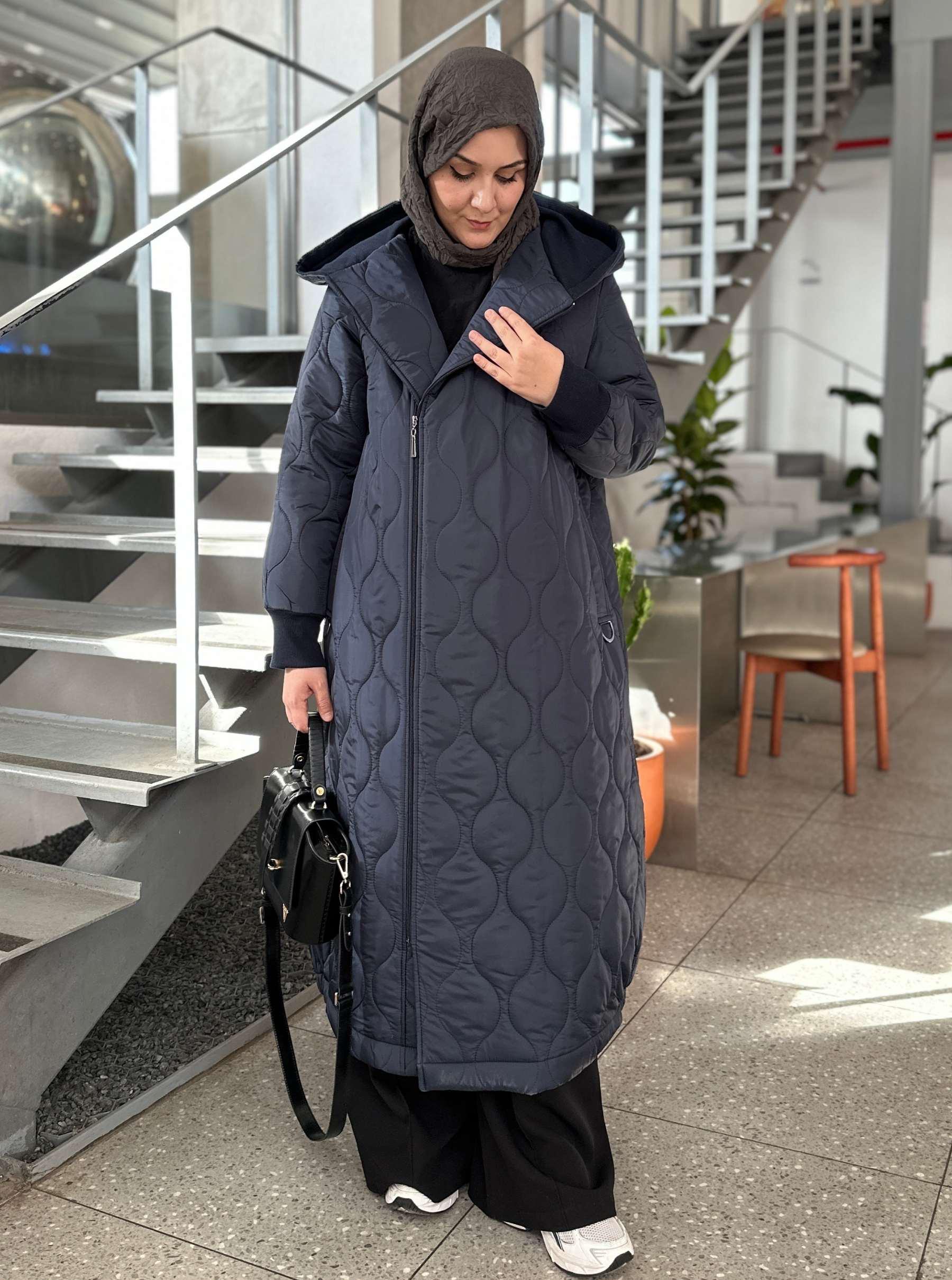 KOL MANŞETLİ ŞİŞME MONT LACİVERT