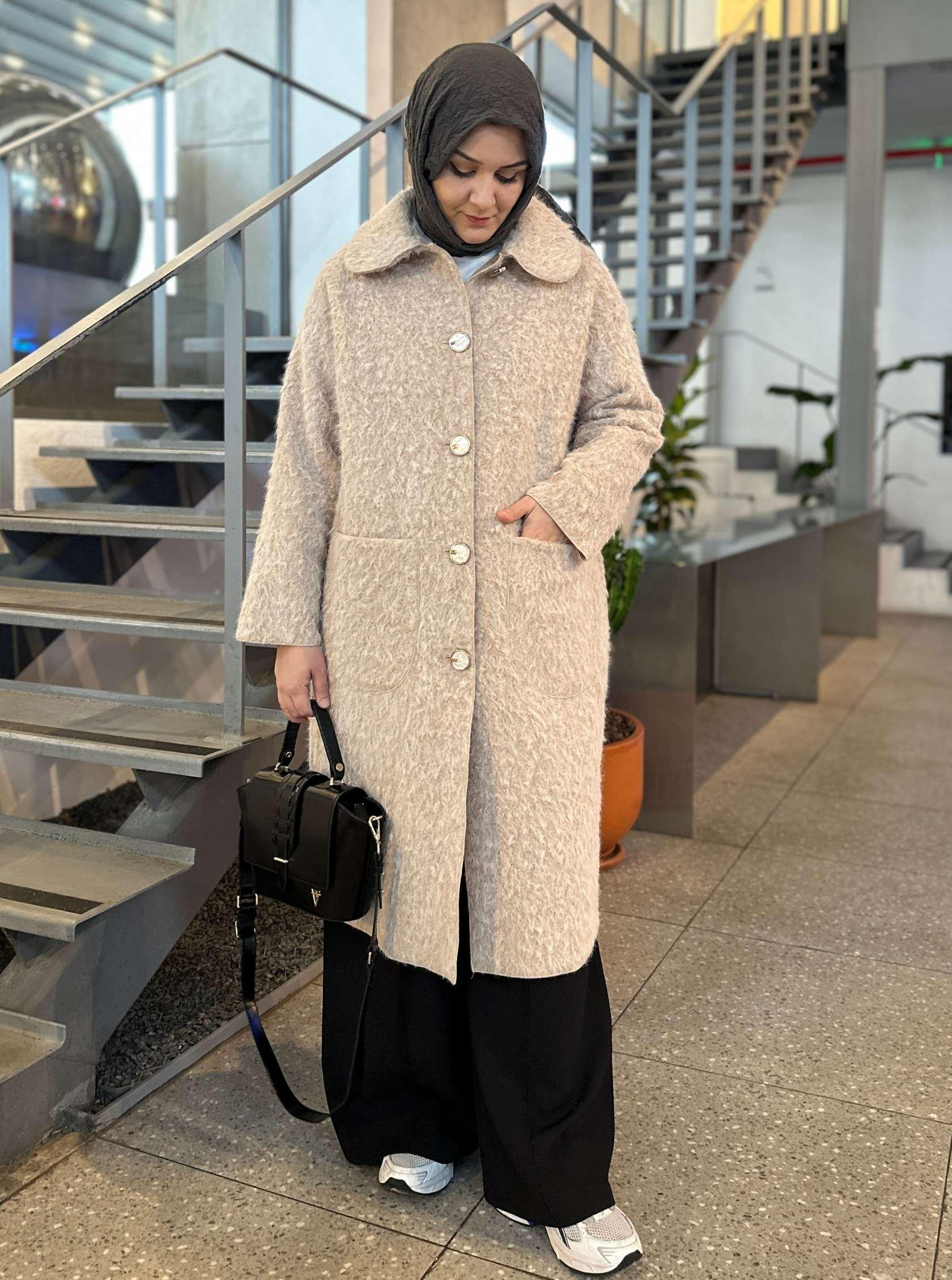 BEBE YAKA KEÇE KABAN BEJ